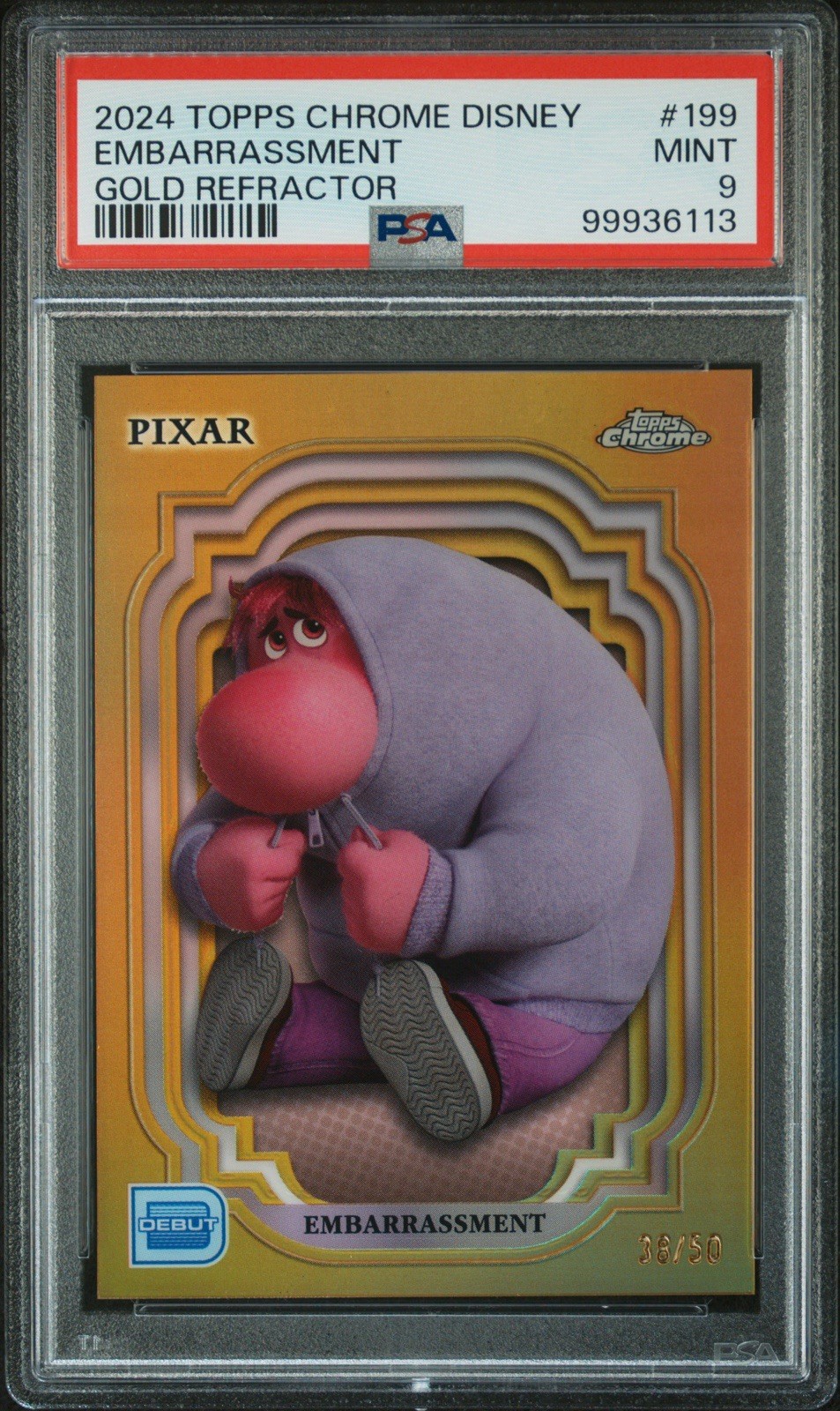 2024 TOPPS CHROME DISNEY EMBARRASSMENT PIXAR DEBUT GOLD /50 PSA 9 Inside Out 2