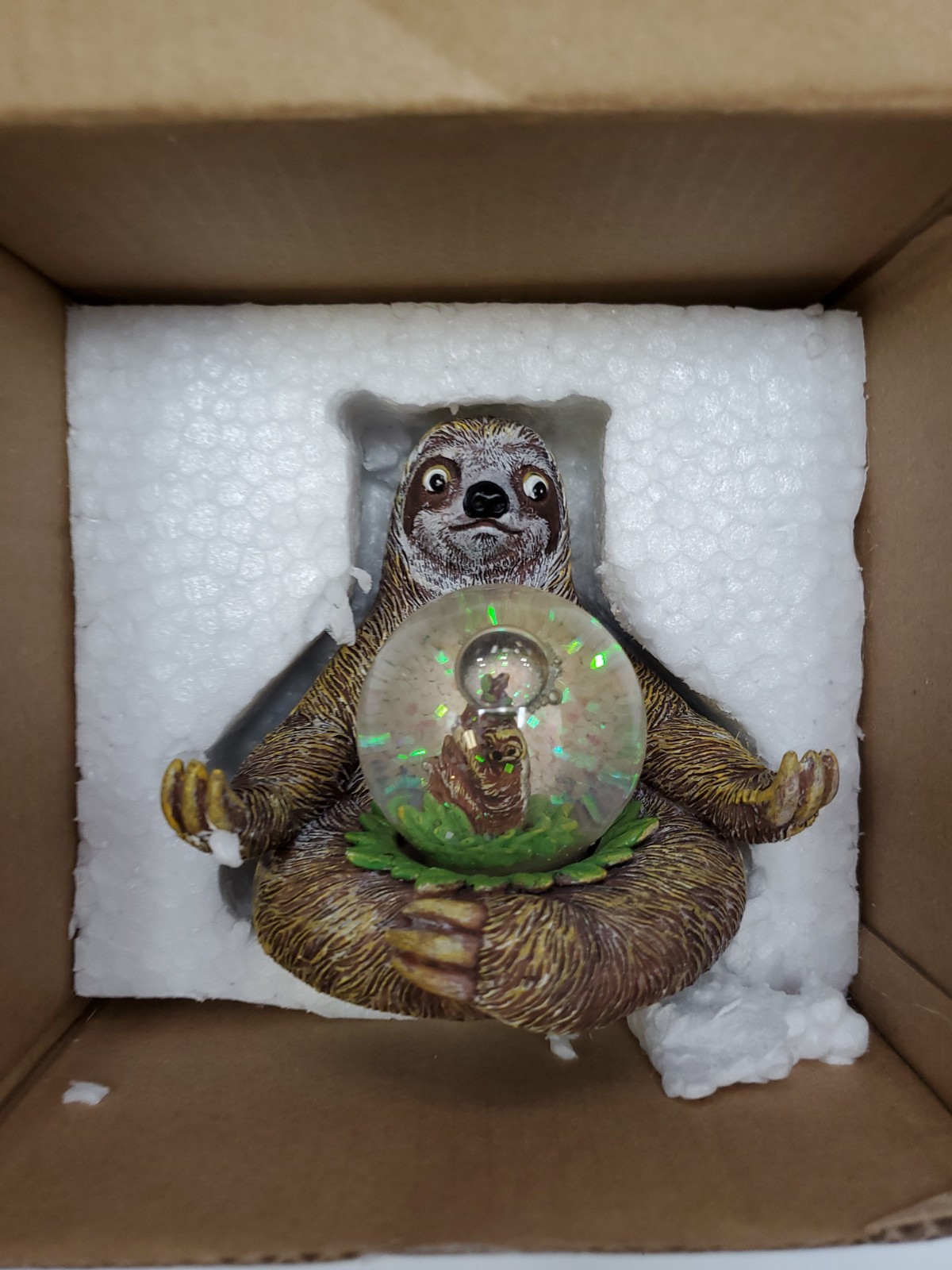 Sloth Snow Globe Sparkly Pink Glitter Snow Cute Animal Figurine Desk Paperweight