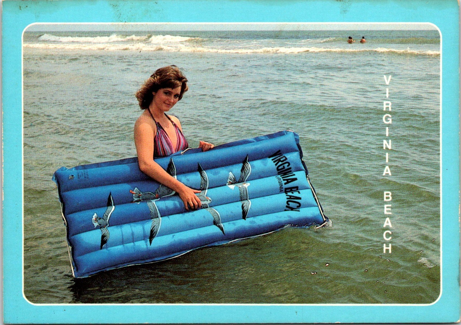 Beach Pretty Lady Floaty Raft Virginia Postcard C204