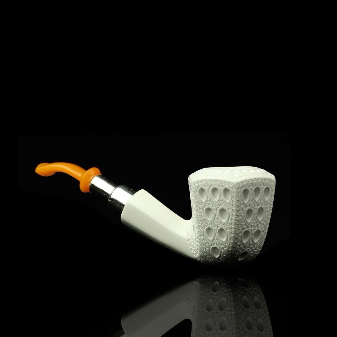 Silver Spigot Dublin Panel Pipe -new-block Meerschaum Handmade W Case#343