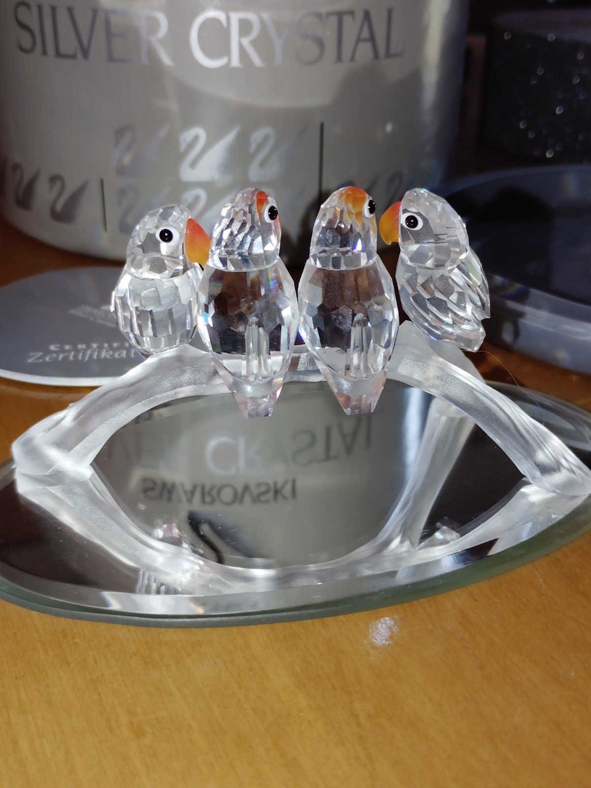 VTG SWAROVSKI CRYSTAL LOVE BIRDS FOUR BIRDS ON A BRANCH 4″
