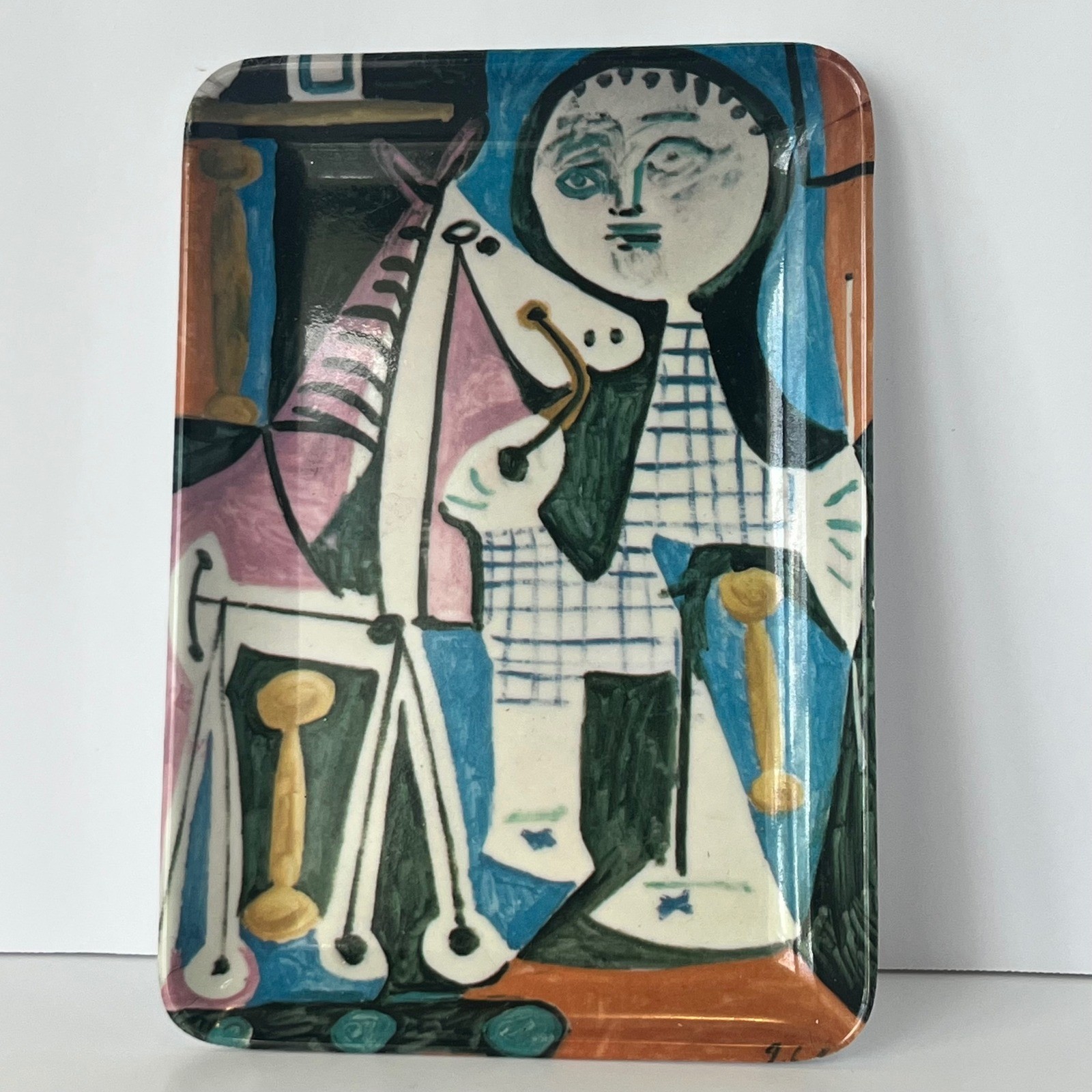 Vintage Picasso Abstract Art Plastic Trinket Tray Made in Italy Colorful CLAUDE