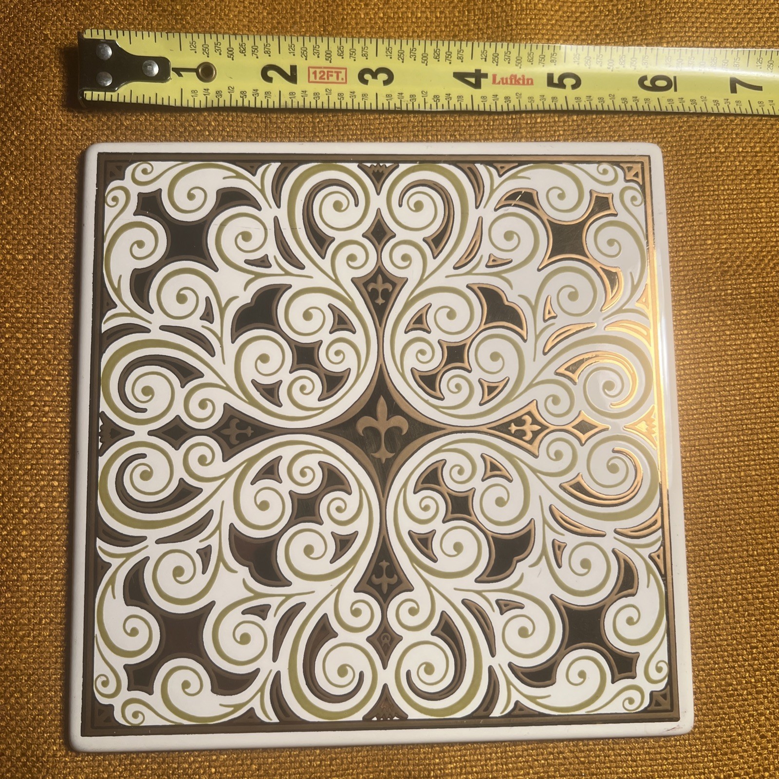 Georges Briard Tile FLEUR DE LIS Metal Enamel Trivet New Orleans MCM Vintage 6×6
