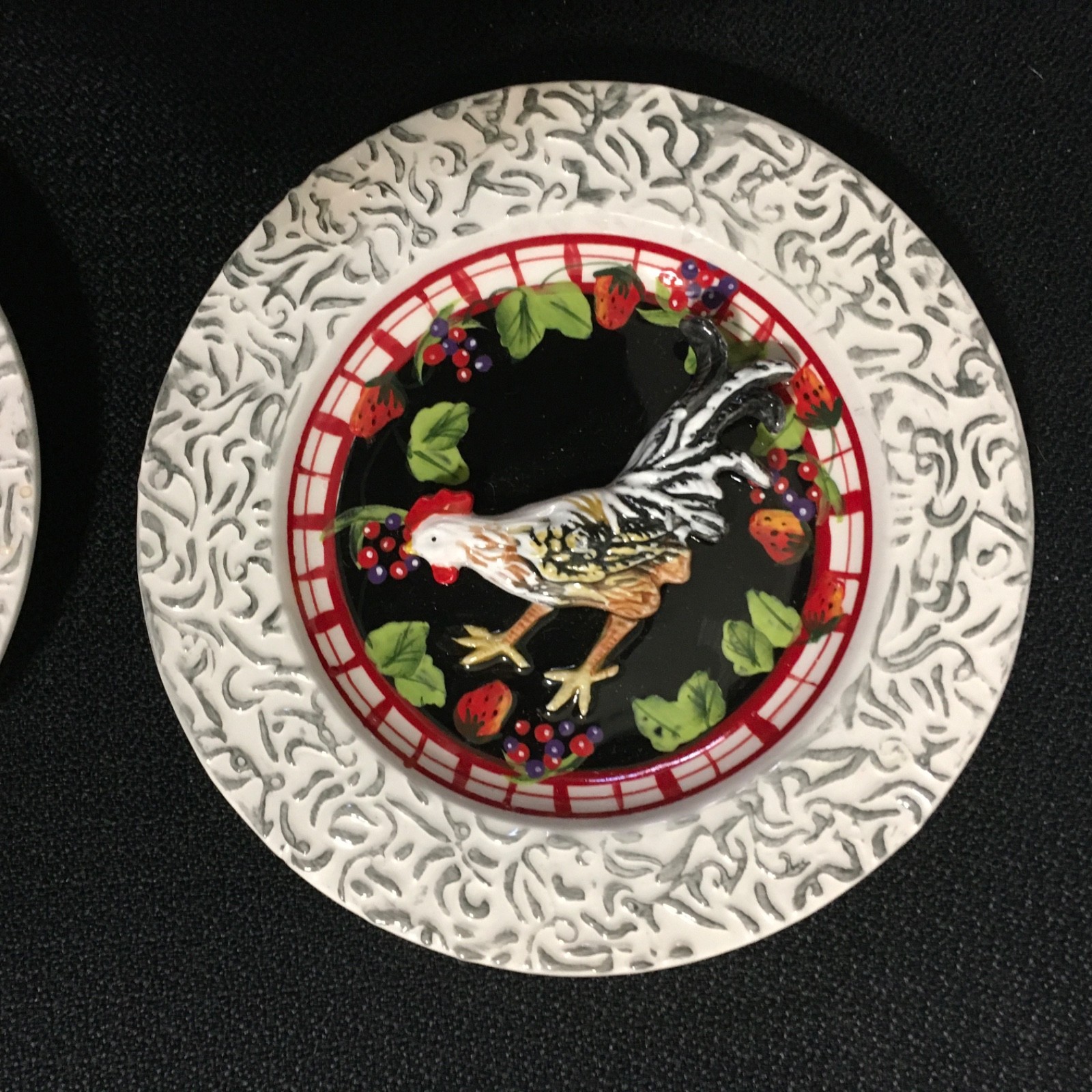 Lot 4 Bella Casa by Ganz 3-D Rooster Hen Chicken Hanging Decorative Plates 5.25″