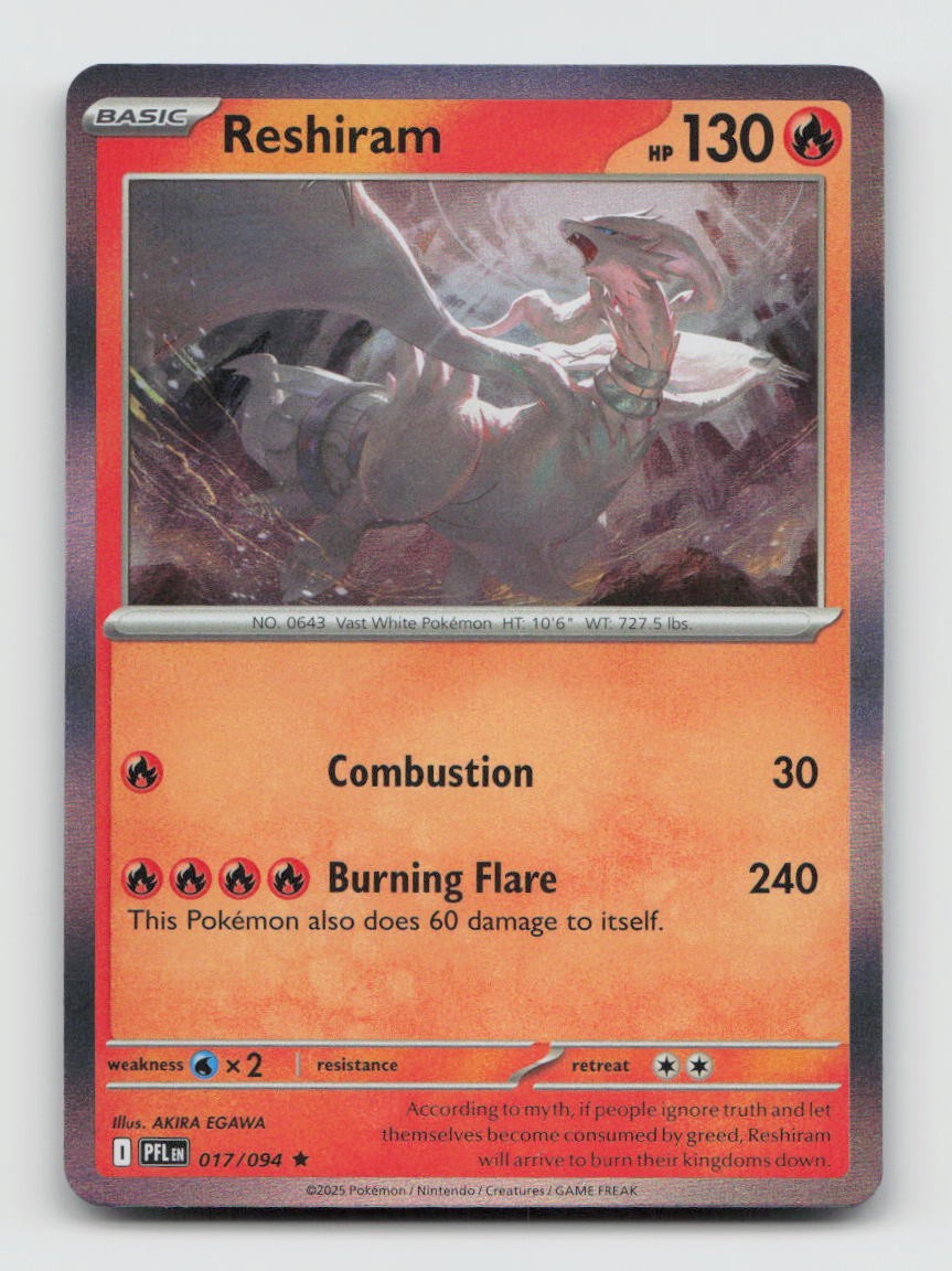 Reshiram 017/094 Rare PFL Phantasmal Flames Pokemon Holo NM/M