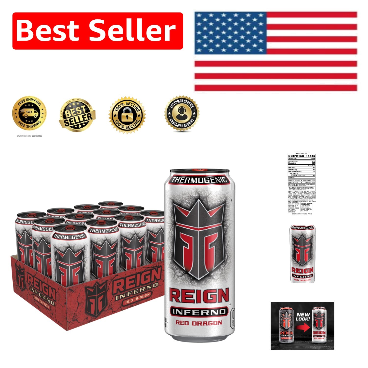 Convenient 12-Pack Inferno Red Dragon Energy Drinks – Zero Sugar & Natural
