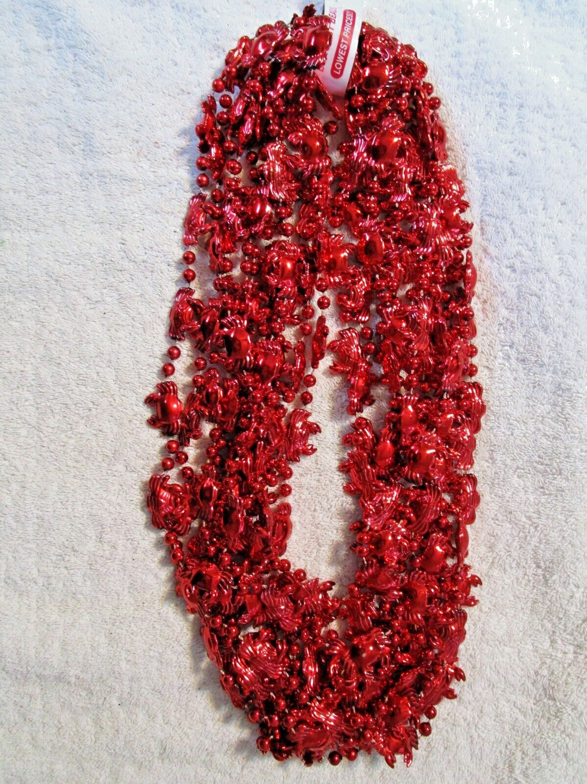 SIX (6) “RED CRABS” 36 in. MARDI GRAS NECKLACES BEADS DUNGENESS CRAB BOIL(B496)