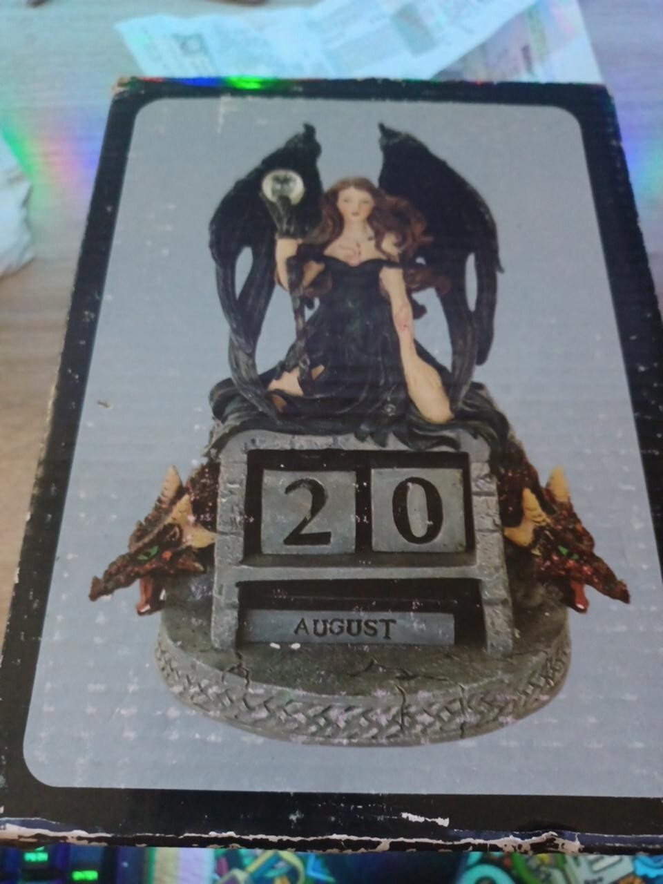 7″ Tall Mystical Magical Fantasy Fairy With Dragons Figurine With Calender