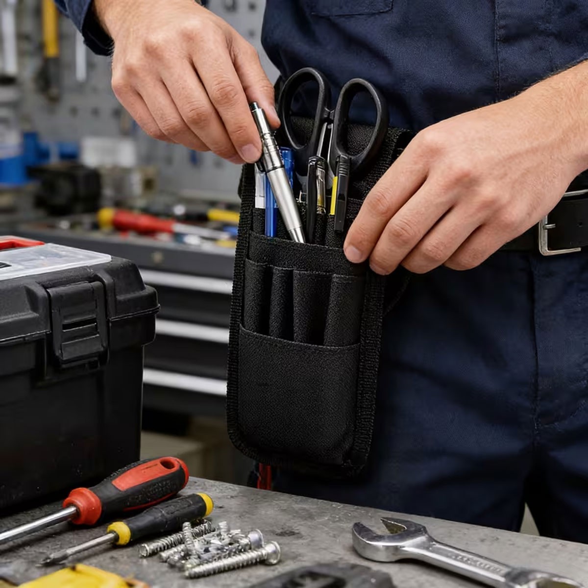 2Pcs Small Tool Pouches with Belt Clip, Tool Bag, Tool Pouch Black Pen Holder