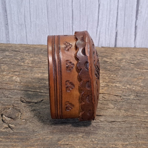 Genuine Tooled Leather Nesting Heart Shape Trinket Jewelry Boxes Peru