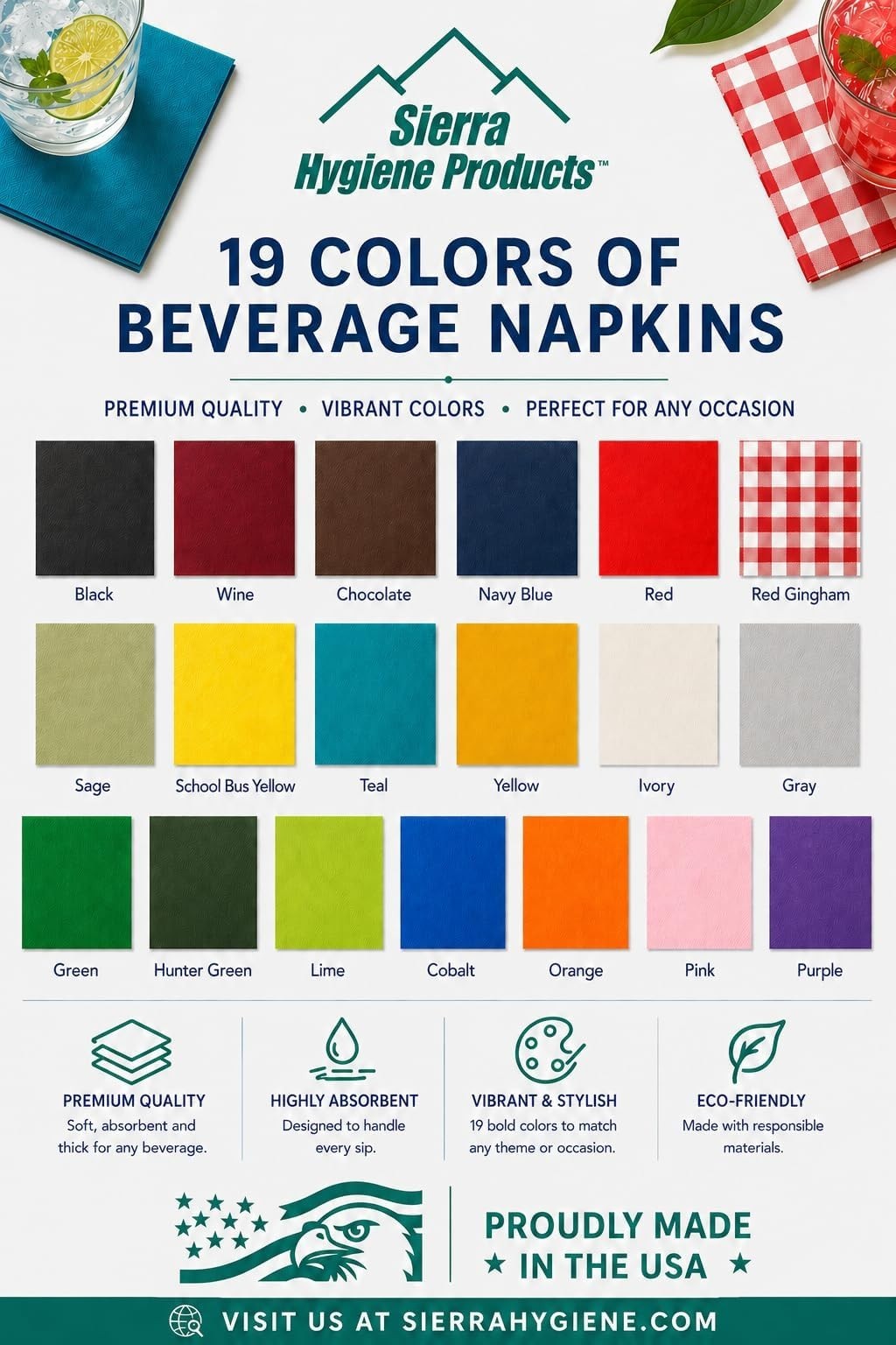 Sierra Touch 1,000 Count, 2-Ply Patriotic Dinner Napkins, 15″ x 17″