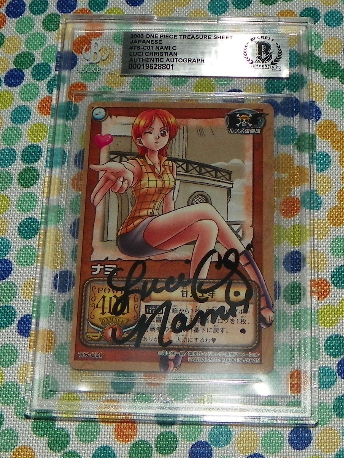 Luci Christian Nami One Piece Signed Card Auto BAS Beckett #TS-C01 Japanese
