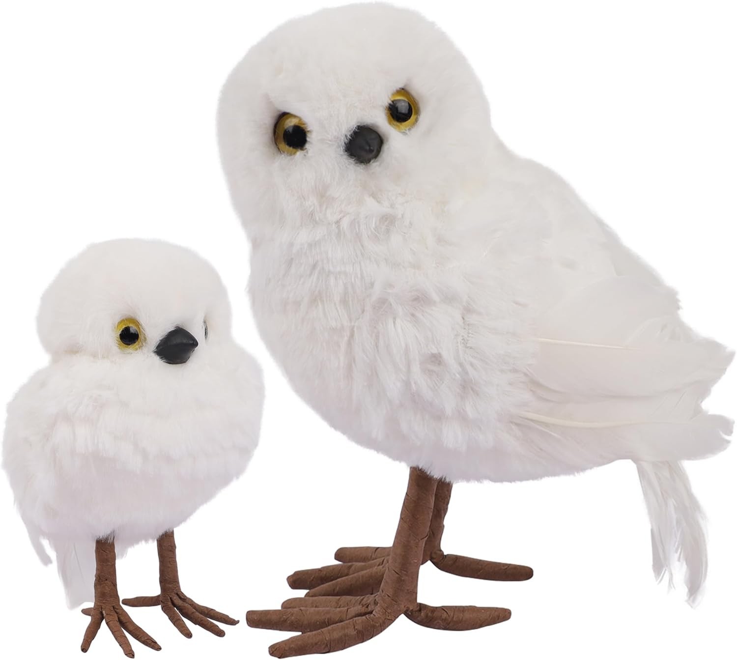 winemana Winter Decorations White Owl Figurine, Set of 2 Christmas Furry Owls…