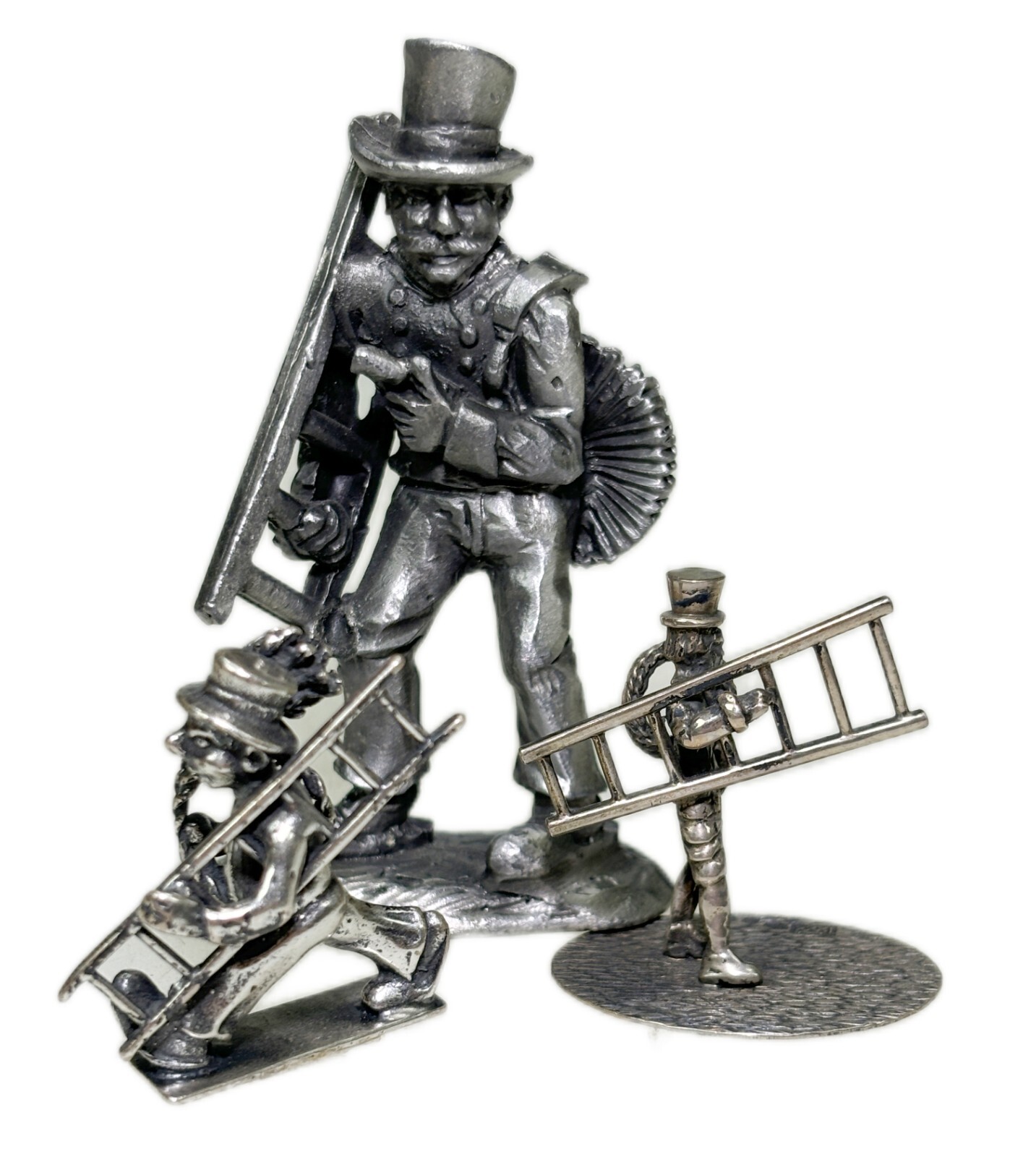 3 Mini Chimney Sweep Figurines Metal