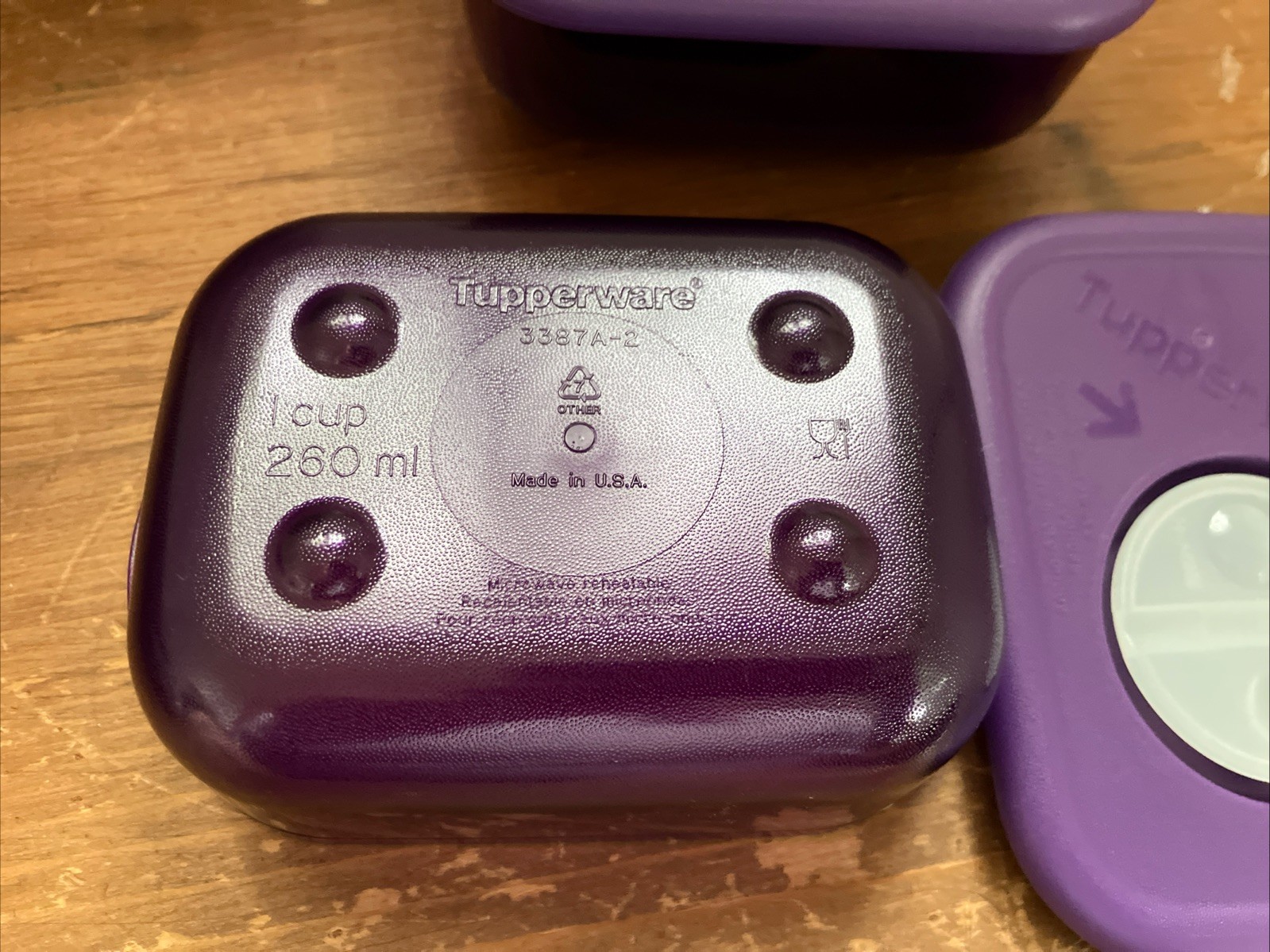 Tupperware Rock ‘N Serve Purple Microwavable 6 Containers 6 Lids 2 1/2 Cup 1 Cup