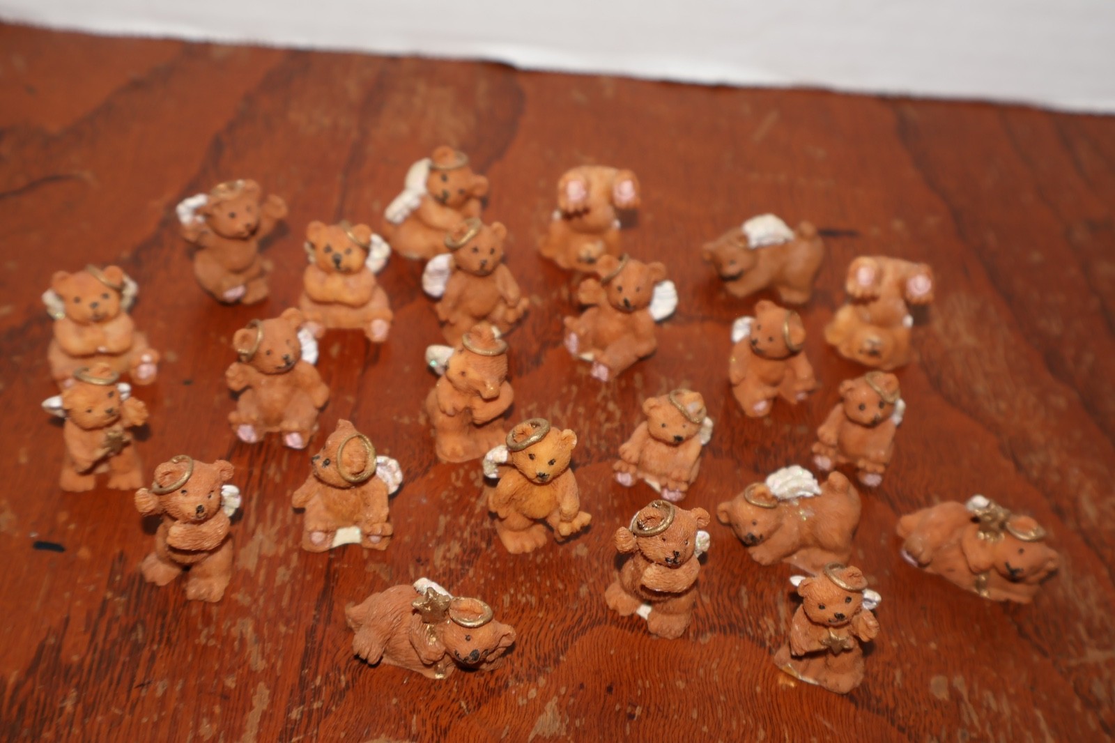 23 Mini Resin Bear Angel Figurines with Glitter Wings 3/4″ to 1″ Tall Each