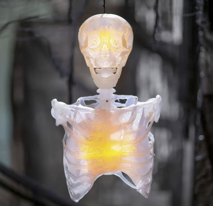 12″ Light Up Hanging Skeleton Torso Fire Flashing Halloween Prop Decor Yard