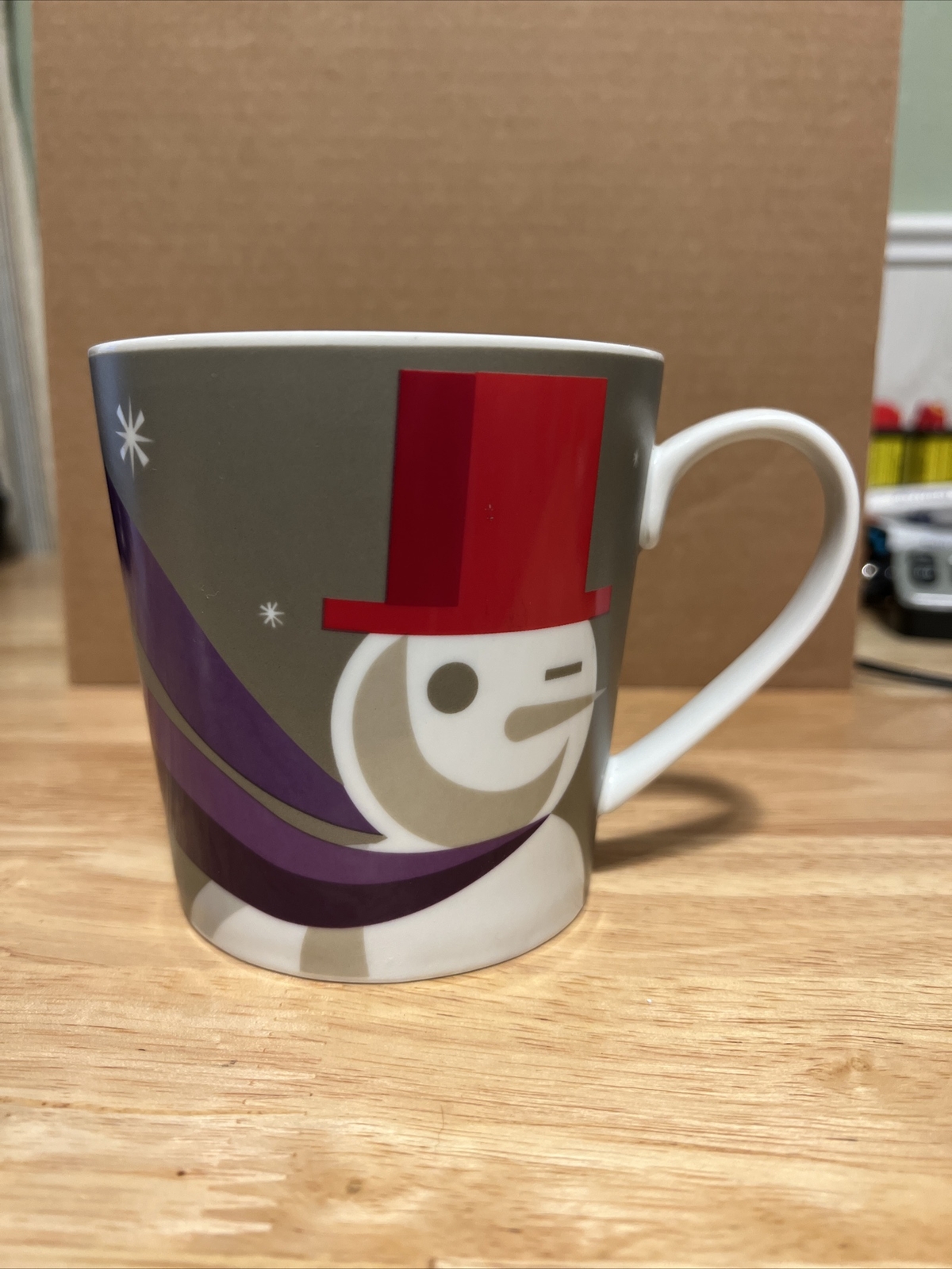 Starbucks Christmas 2011 Coffee Mug Snowman Purple Silver 16oz Snow