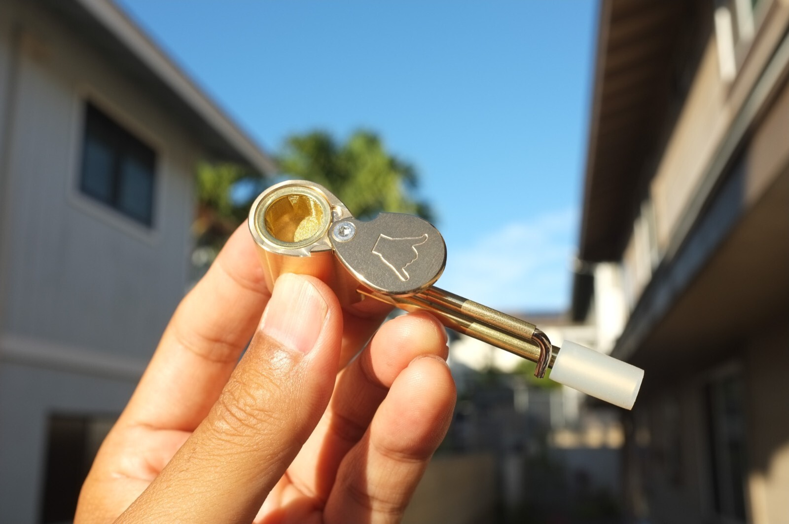 Shaka Mini Pipe Snug-Fitting Replaceable Mesh Screen Closeable Lid & Tar Trap