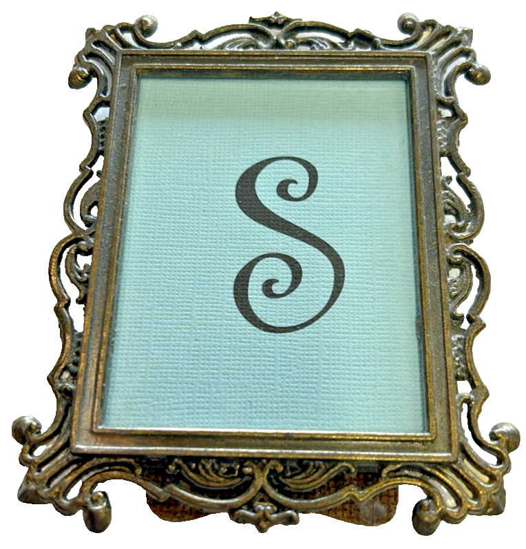 Ornate Gold Tone Brass Metal Mini Picture Frame Victorian Baroque Rococo