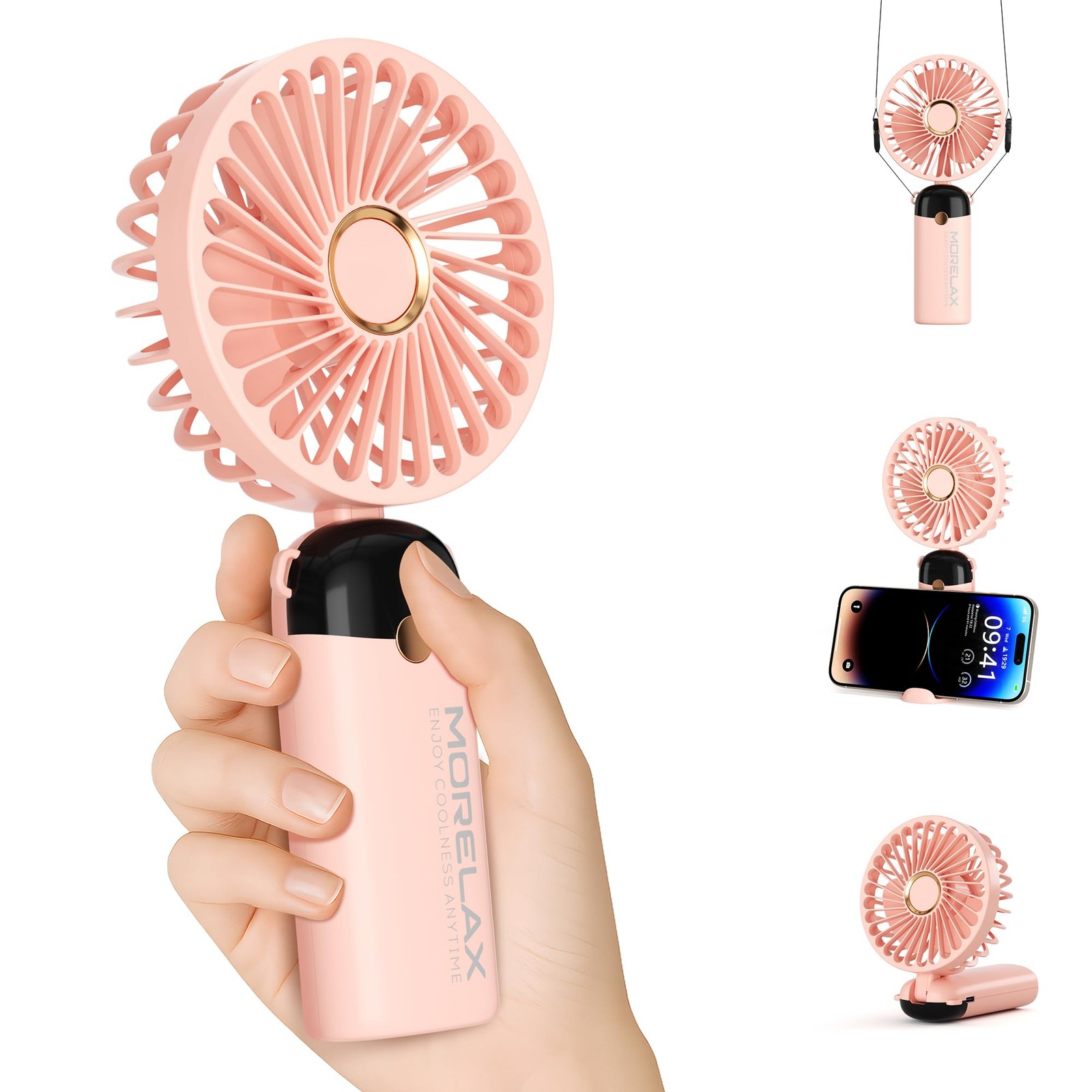 Beige USB Rechargeable Mini Handheld Fan Portable Personal Cooling Fan