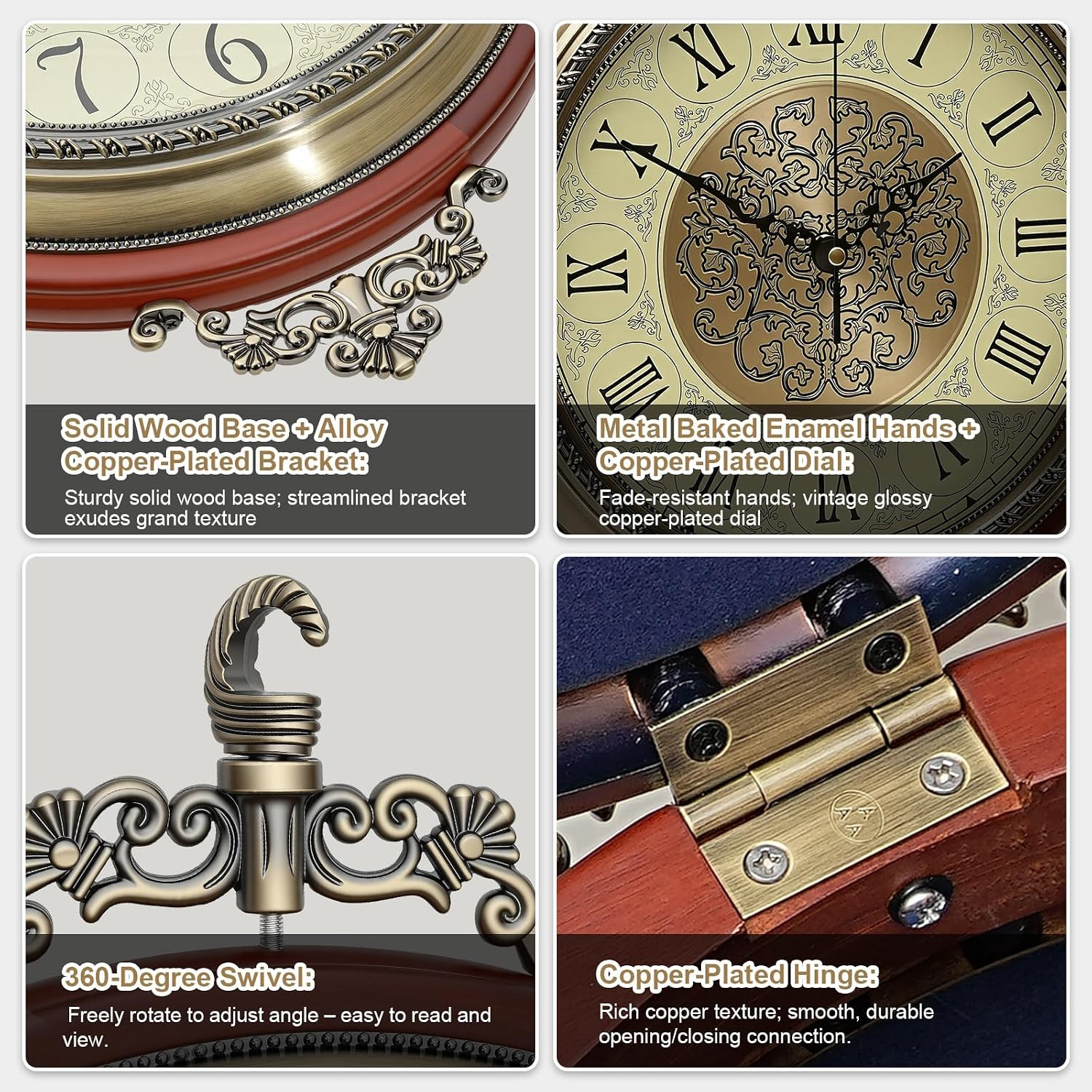 Vintage Double Sided Wall Clock with Glass & Copper Finish | Zinc Alloy & Solid