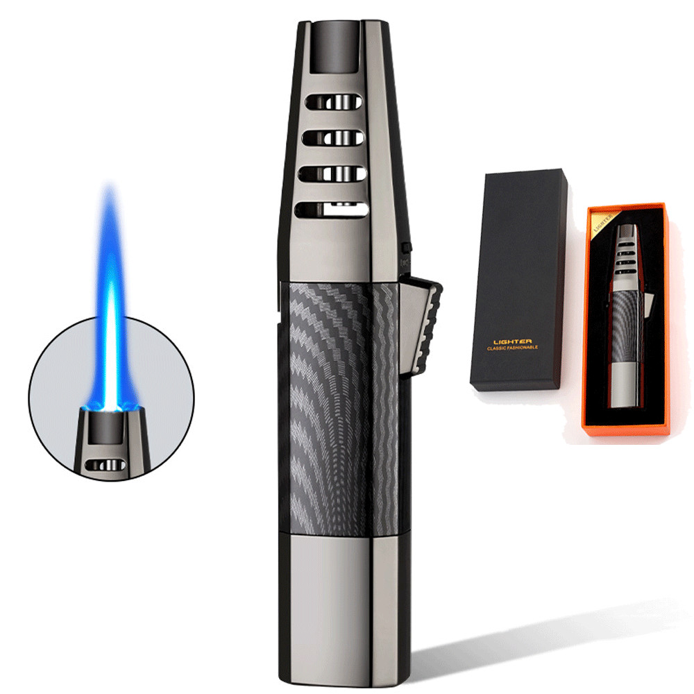 Windproof Straight Torch Blue Flame Lighter Brightfire Butane Torch Light