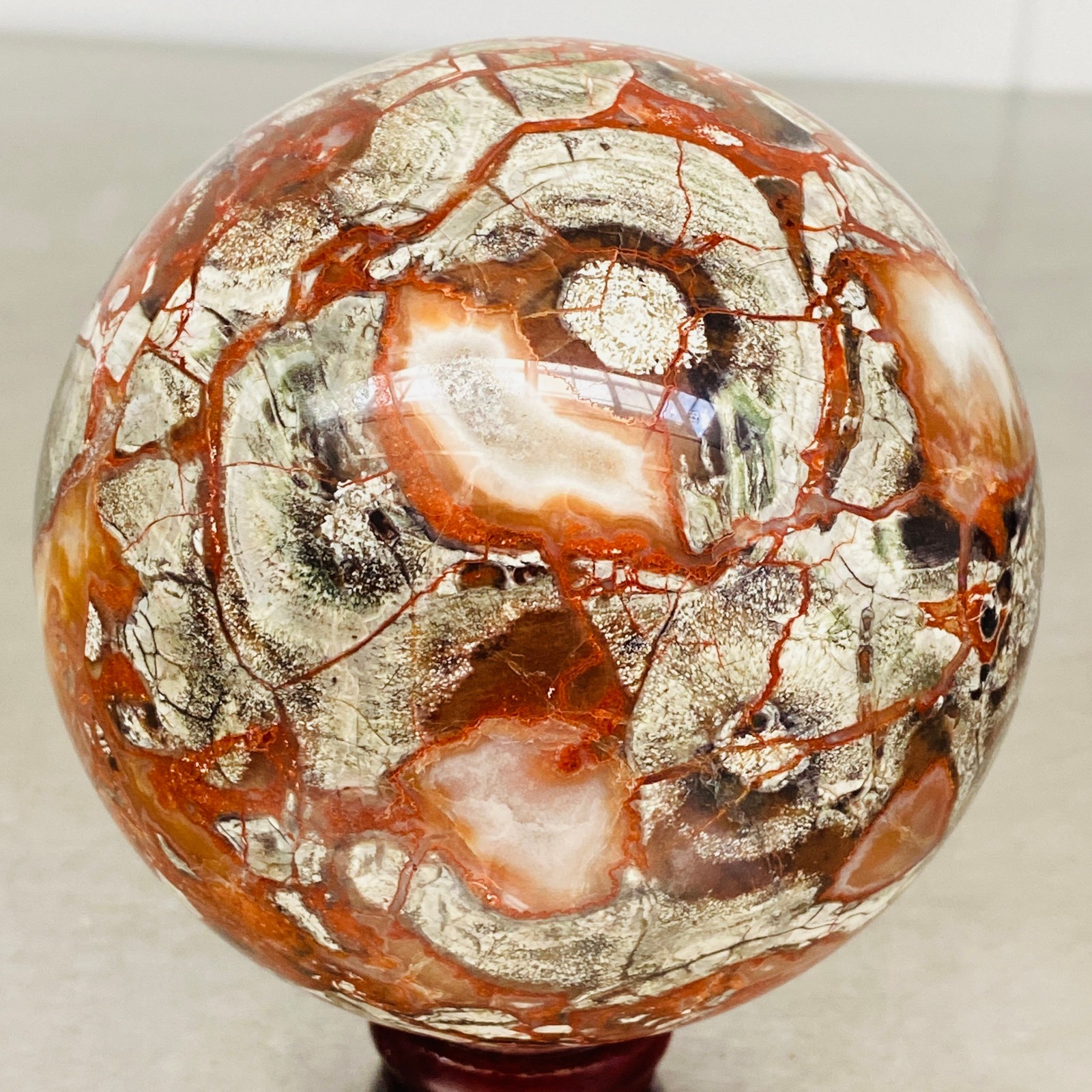 Natural Money agate Crystal Sphere Ball healing 1220G
