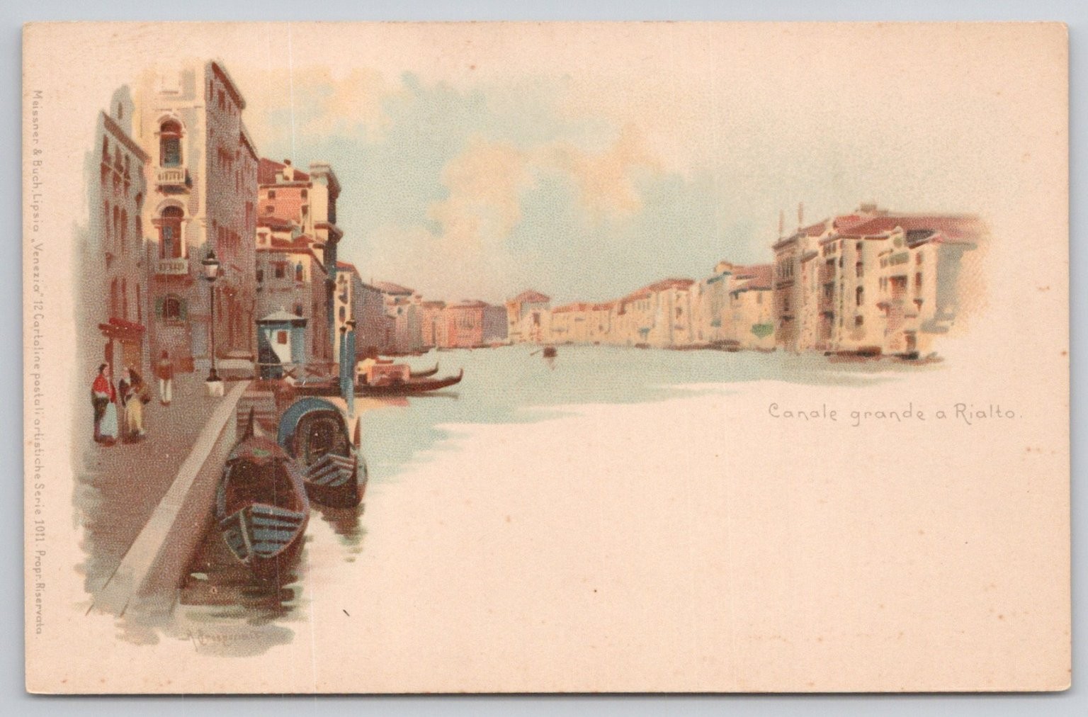 Venice Grand Canal at Rialto Italy Meissner Buch Undivided Back Postcard c