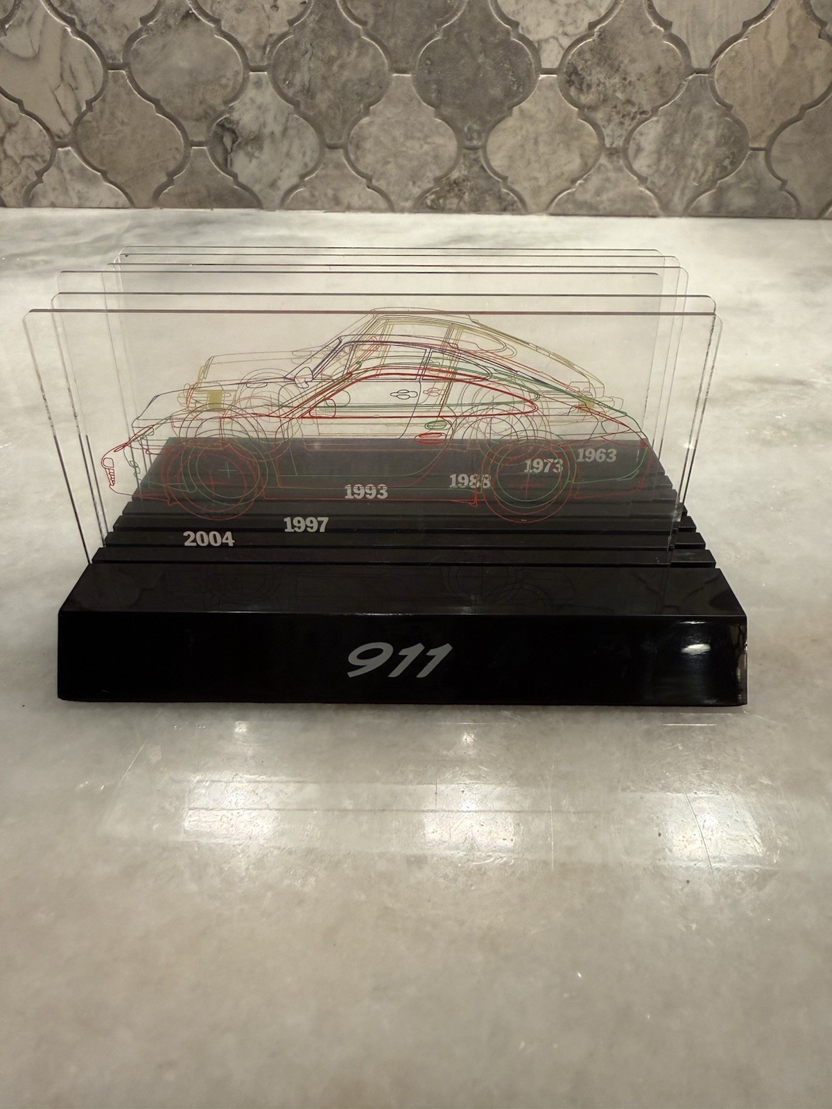 Acrylic Panel Evolution of Porsche 911 Display 1963 1973 1988 1993 1997 2004