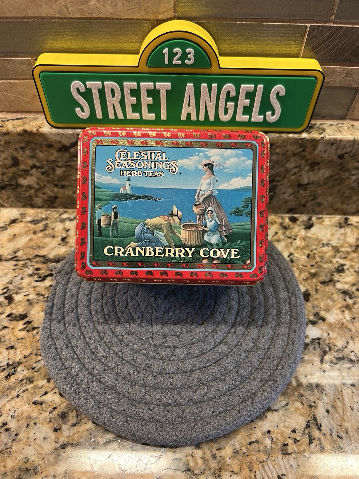 Vintage Celestial Seasonings Herb Teas Cranberry Cove Tin Tea Red