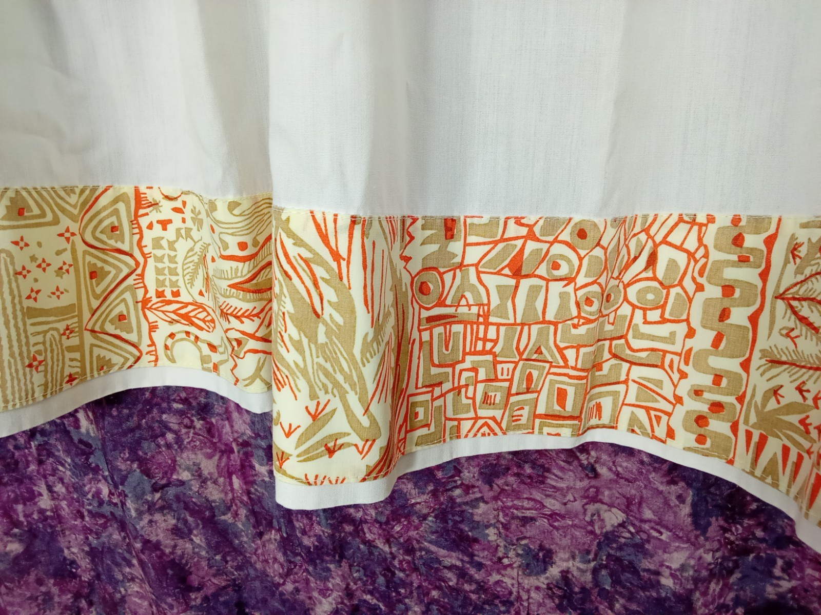 Valances Curtains Pair Rod-Pocket 25″x47″ White w/Trim Handmade Retro Kitchen