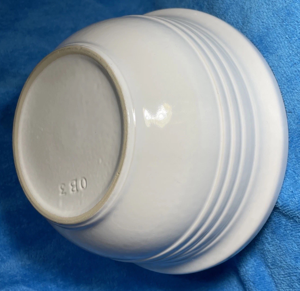 VGUC Vtg Over and Back White Ribbed Mixing Bowls 9 X 4.5 & 8 X 4 in OB2 & OB3