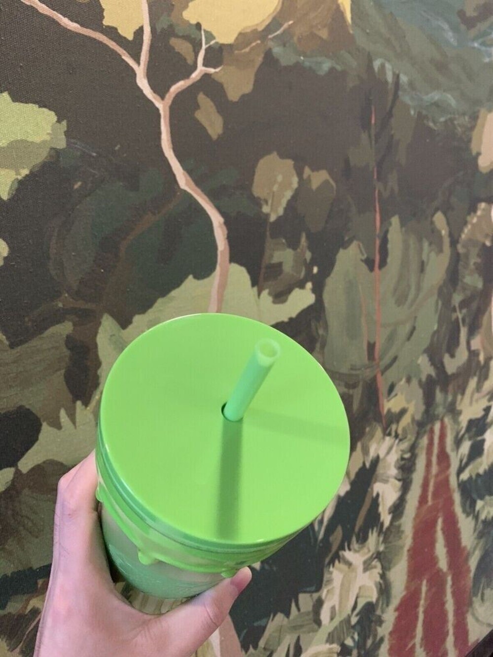 1* 24oz Slime Green Glow in the Dark Tumbler Cup Portable Vessel W/ Straw Green