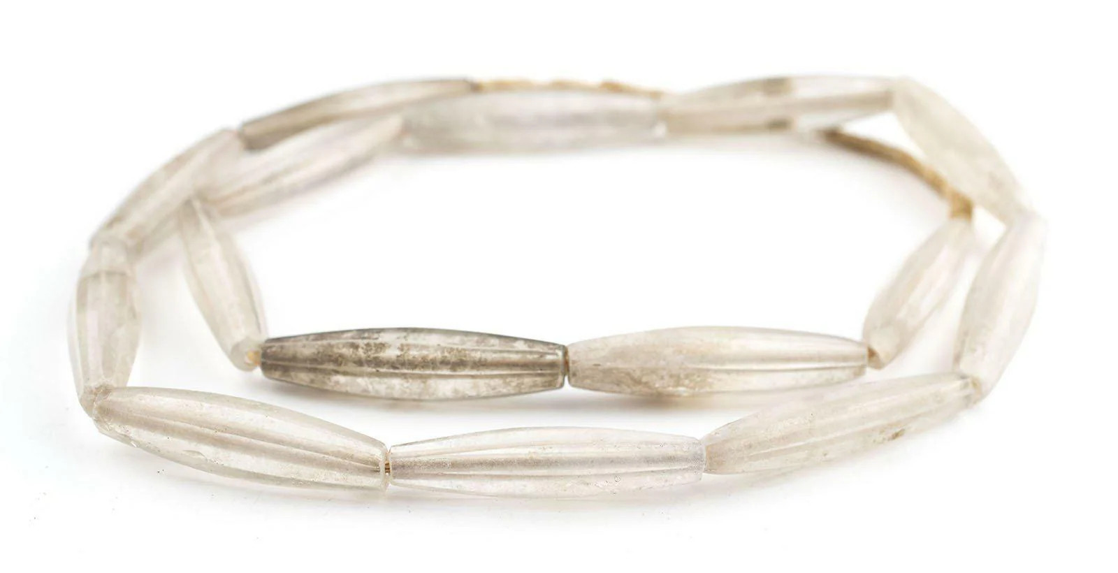 Clear Translucent Vintage Bohemian Fulani Glass Beads 40x9mm Nigeria African