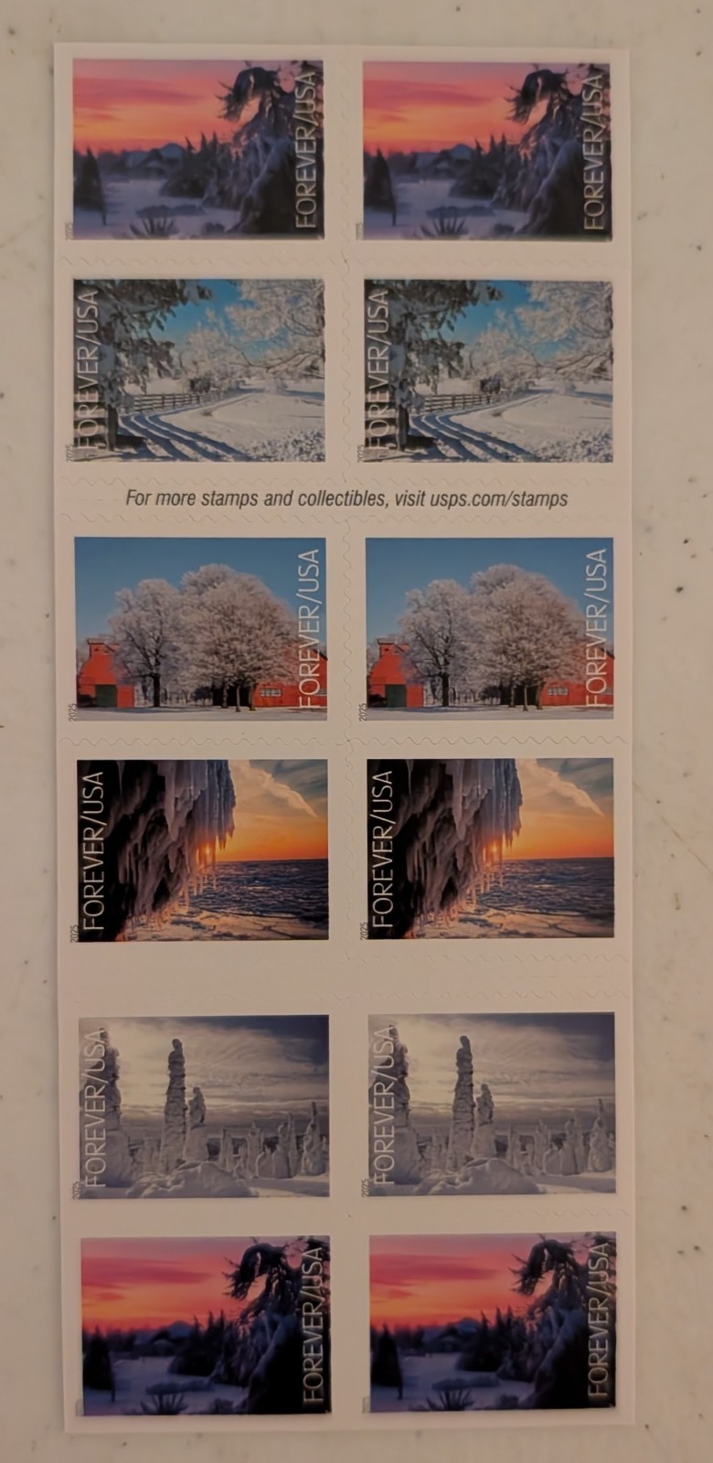 USPS Winter Landscapes Forever Stamps Booklet of 20 Scenic Nature Collectible