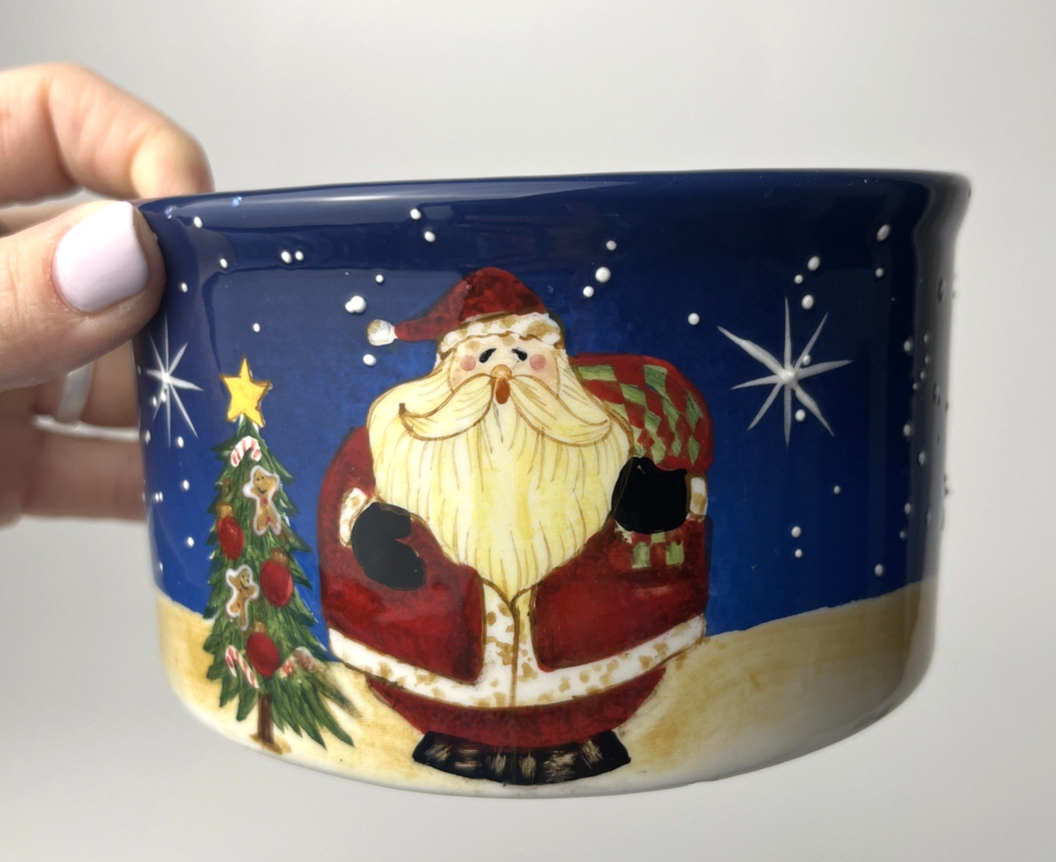 Certified International Snowball Santa Dip Bowl & Spreader Set Christmas Server