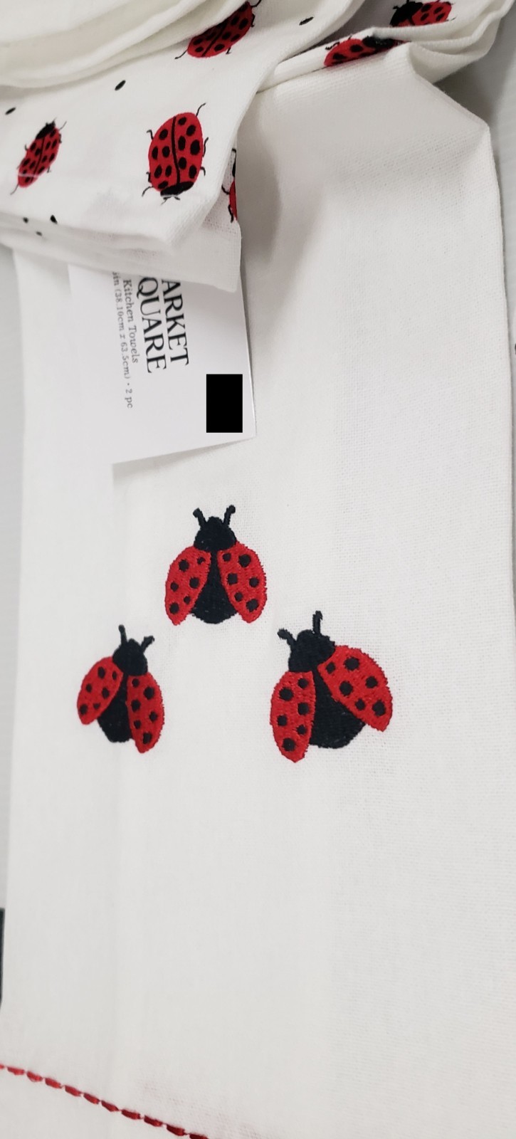 Set of 2 Different Thin Kitchen Tea Towels (15″x25″) LADYBUGS & POLKA DOTS, HL