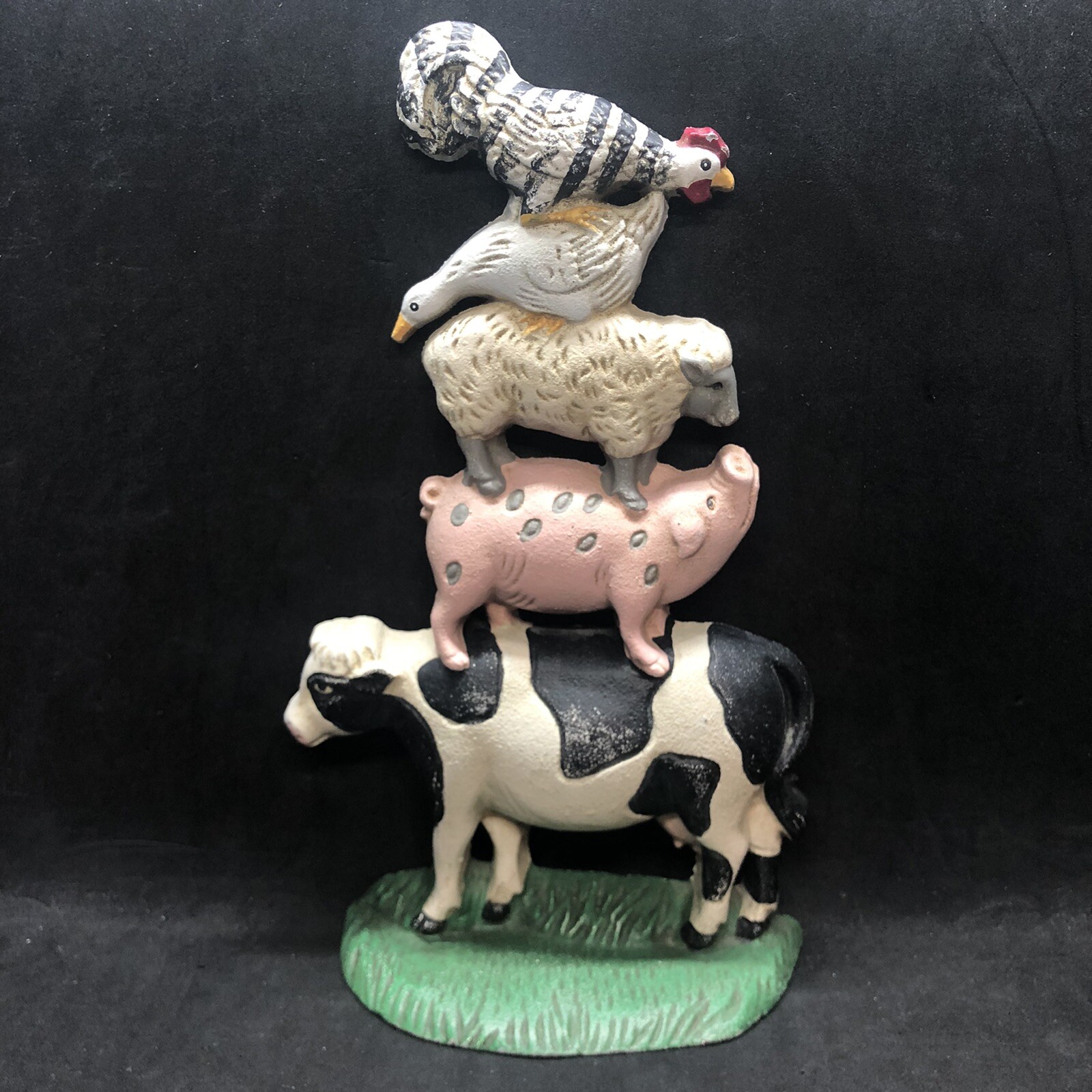 Midwest Cannon Falls Cast Iron Stacked Farm Animals Door Stop Farmhouse Rustic