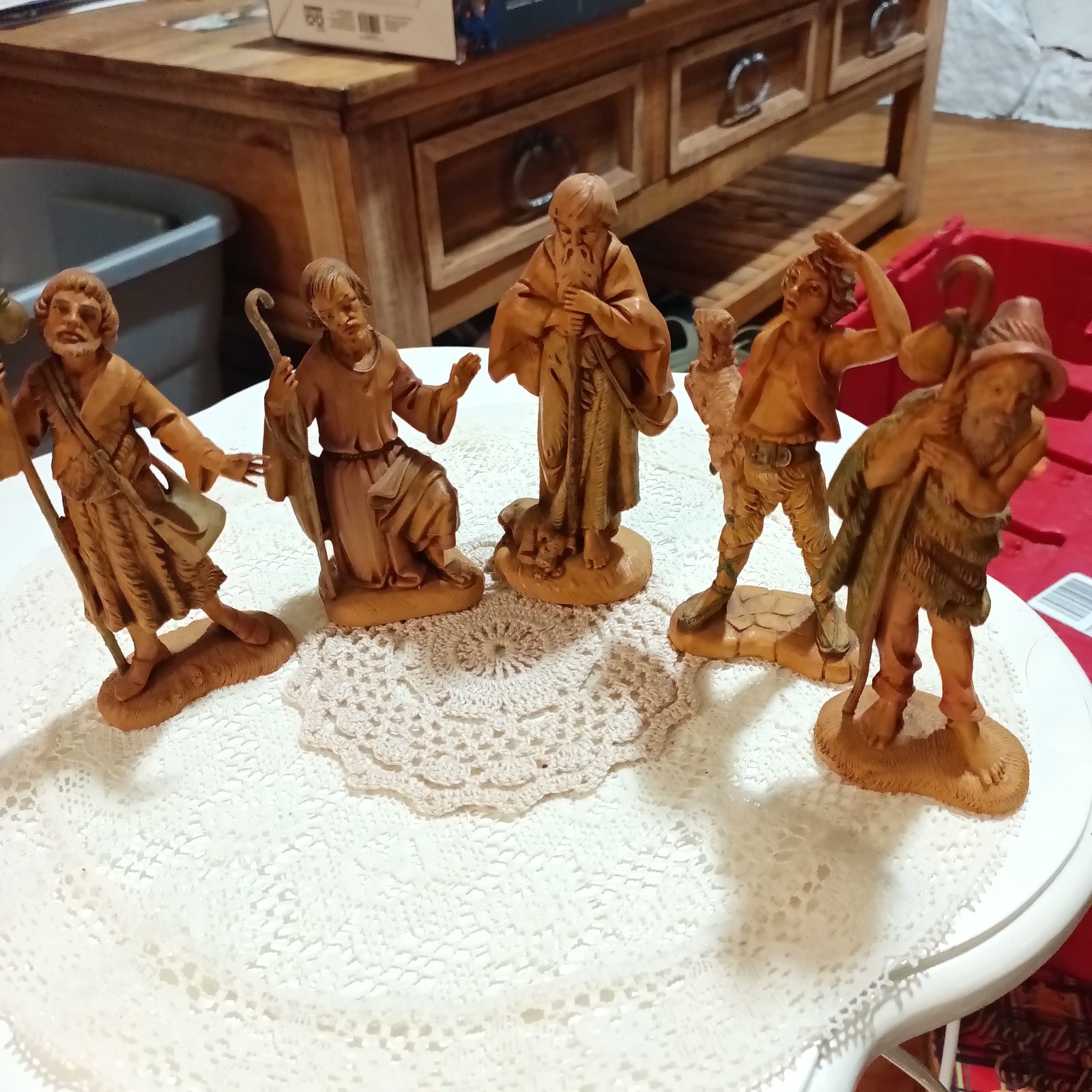Vintage Fontanini 5″ Nativity Shepherd Lot of 5 with Original 1990 Story Cards