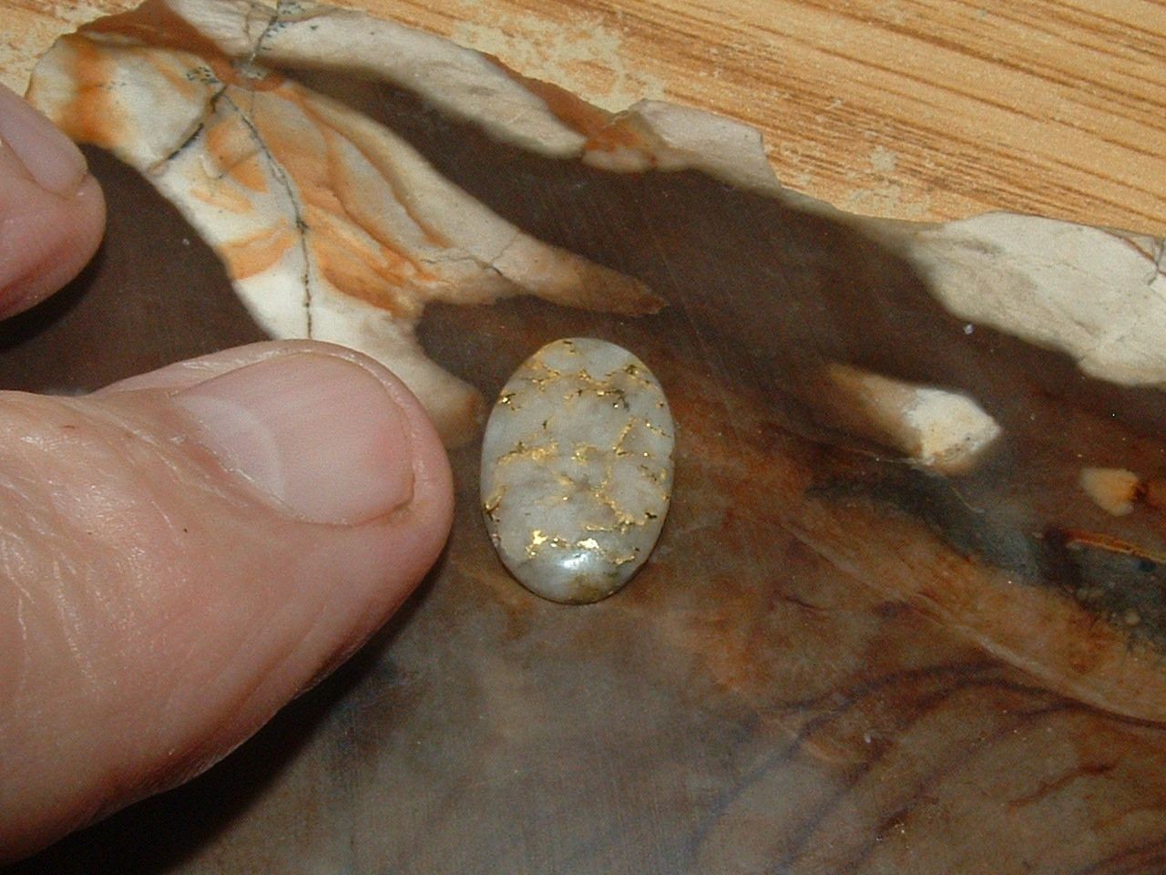 OREGON BLUE MTNS. GOLD QUARTZ CABOCHON 4.8 CARATS NATURAL GOLD GEMS
