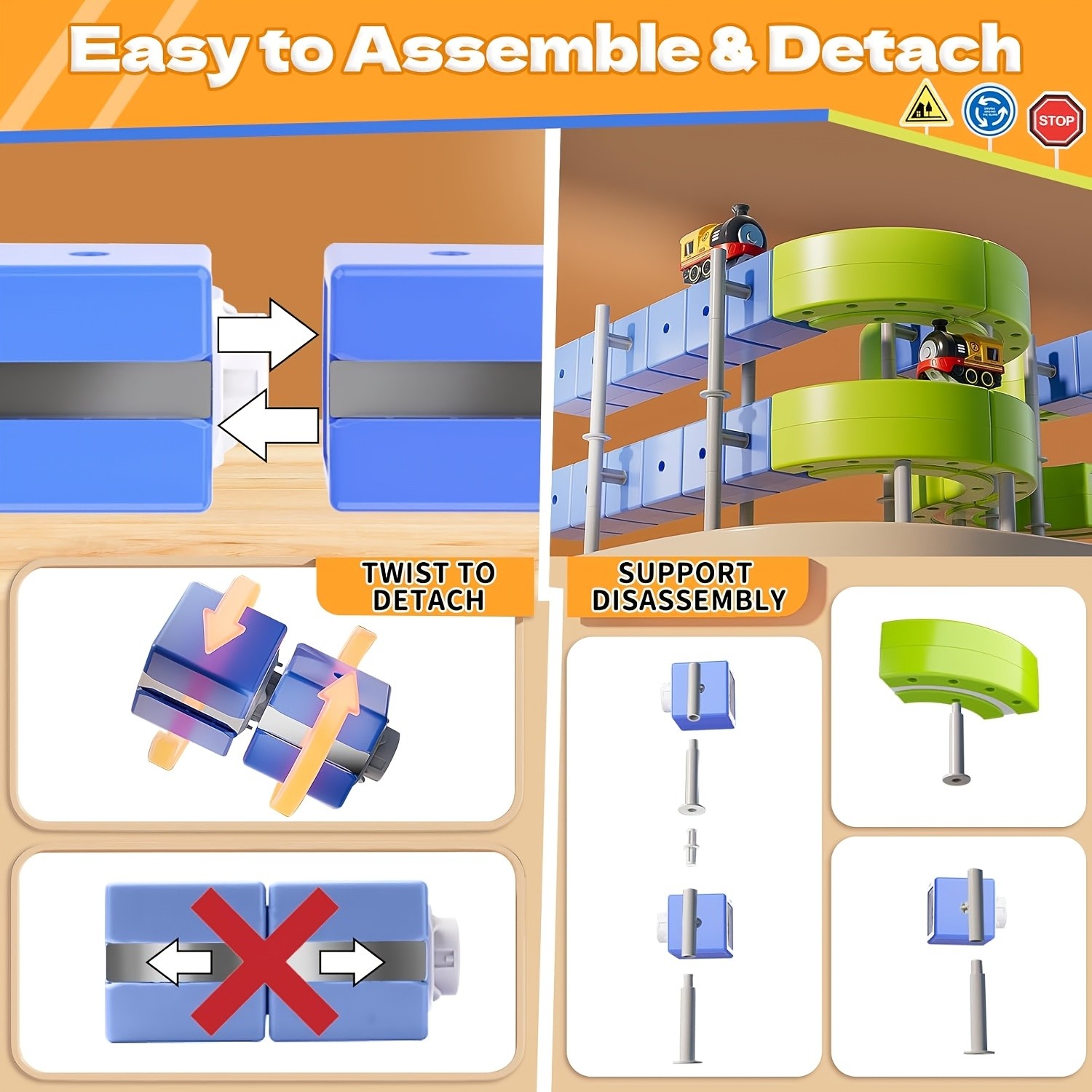55pcs Magnetic Track Car Toys with Electric Train & Flexible Race Track System,