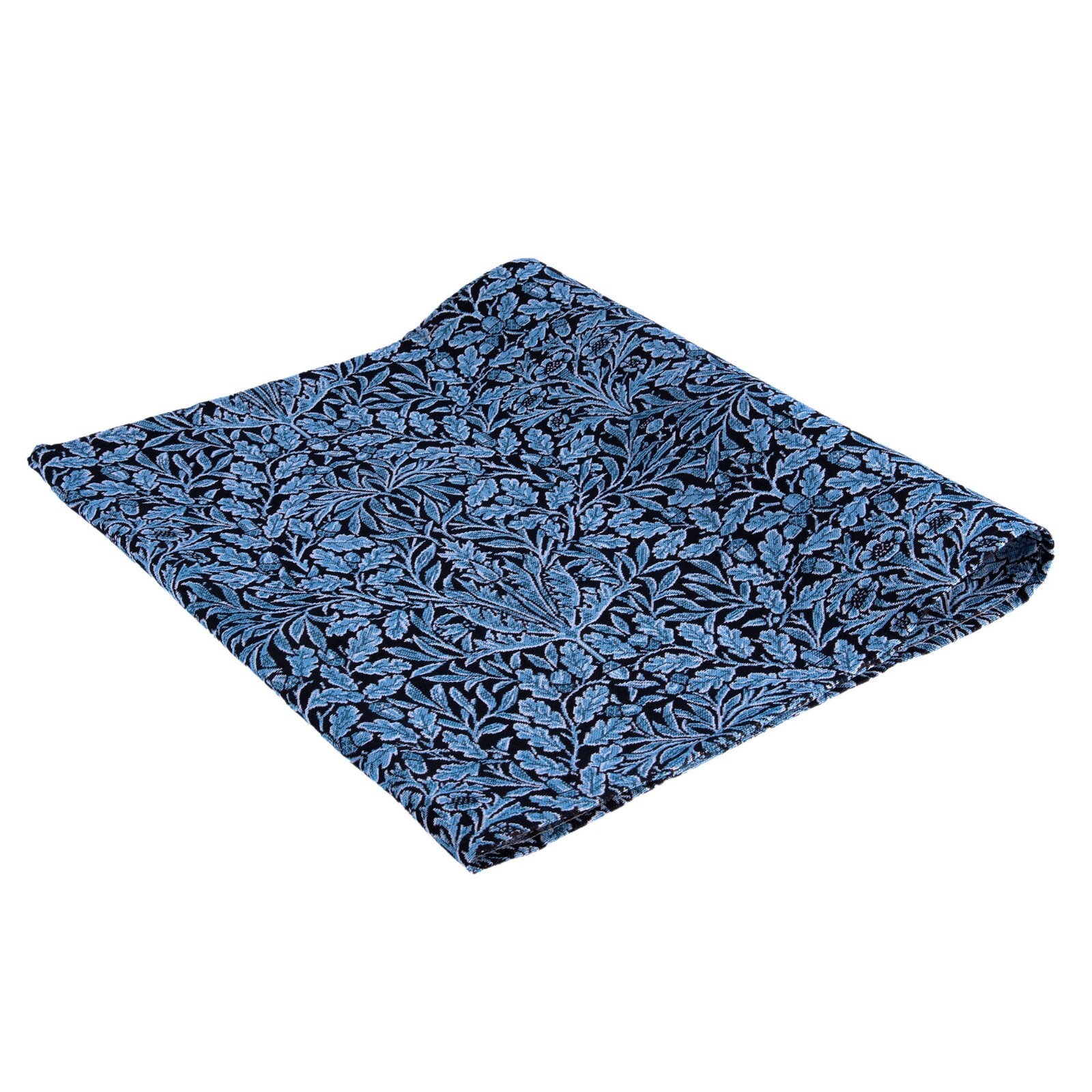 William Morris Blue Oak Leaves Tapestry Table Runner 59×18″ Embroidered Runner