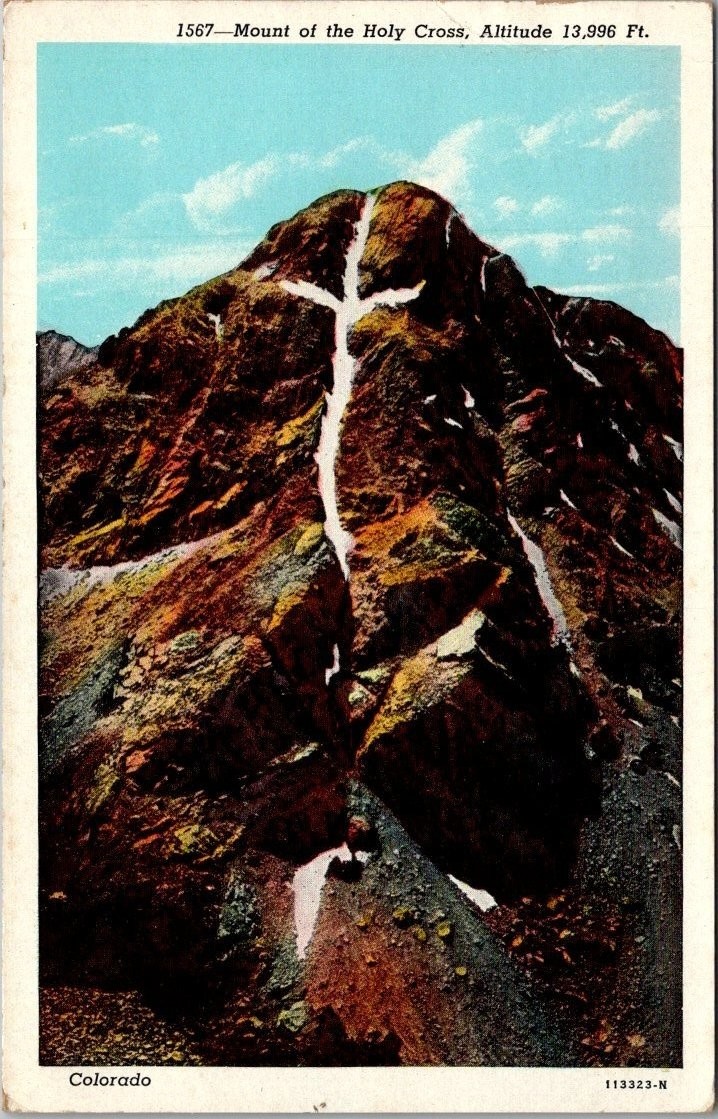 Mt. of the Holy Cross Colorado Postcard 1947 Majestic Mountain View