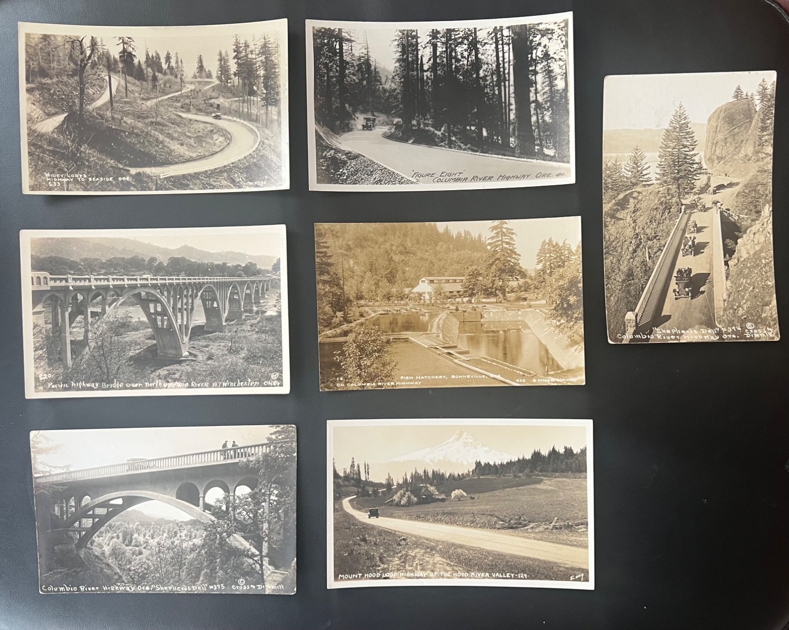 Lot of 7 Vintage Oregon RPPC Postcards Columbia River Hwy Mt Hood Bridges Unpost
