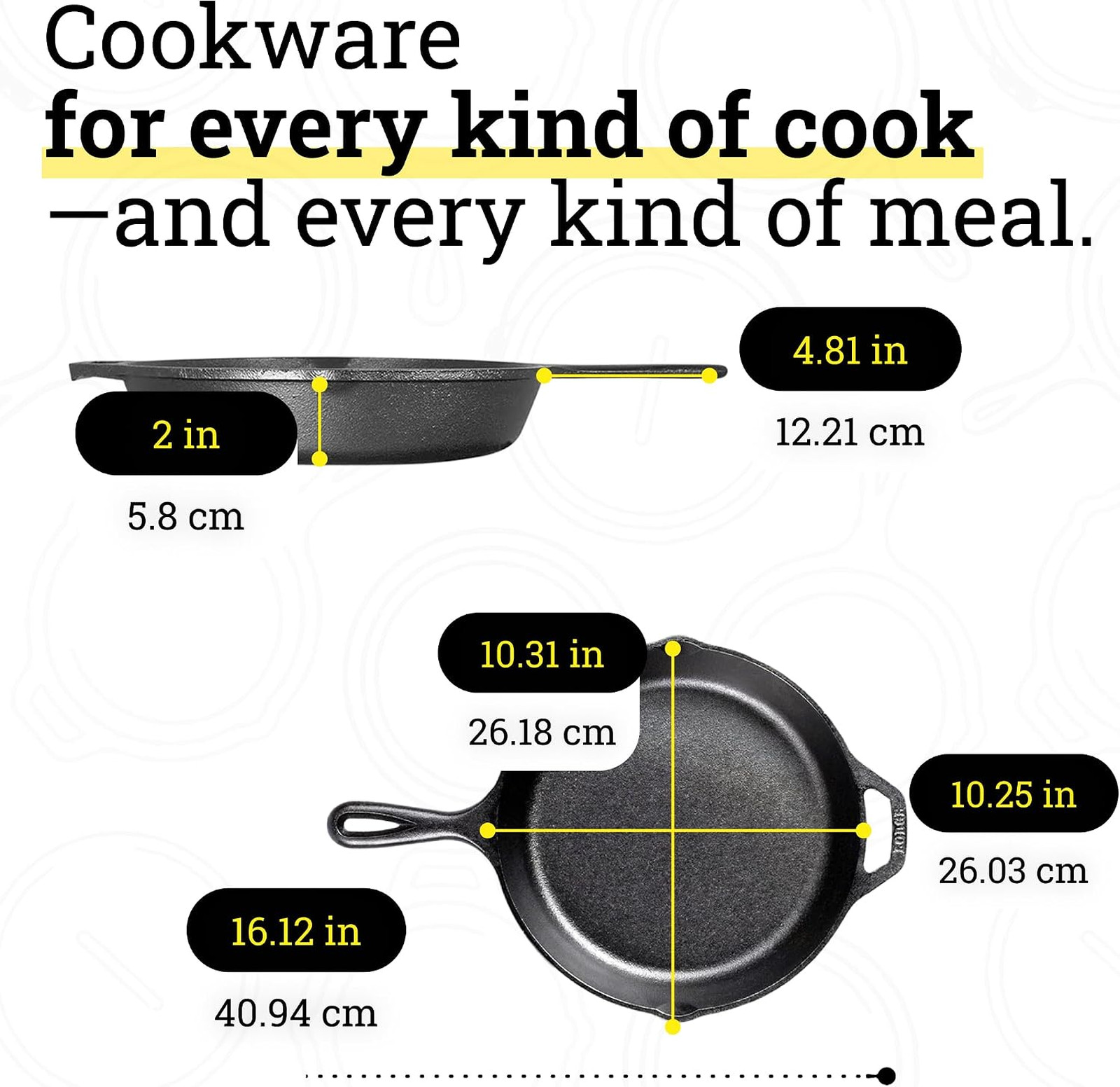 Cast Iron 7-Piece Set, PFAS-Free Pre-Seasoned Kitchen Cookware Includes Skillets