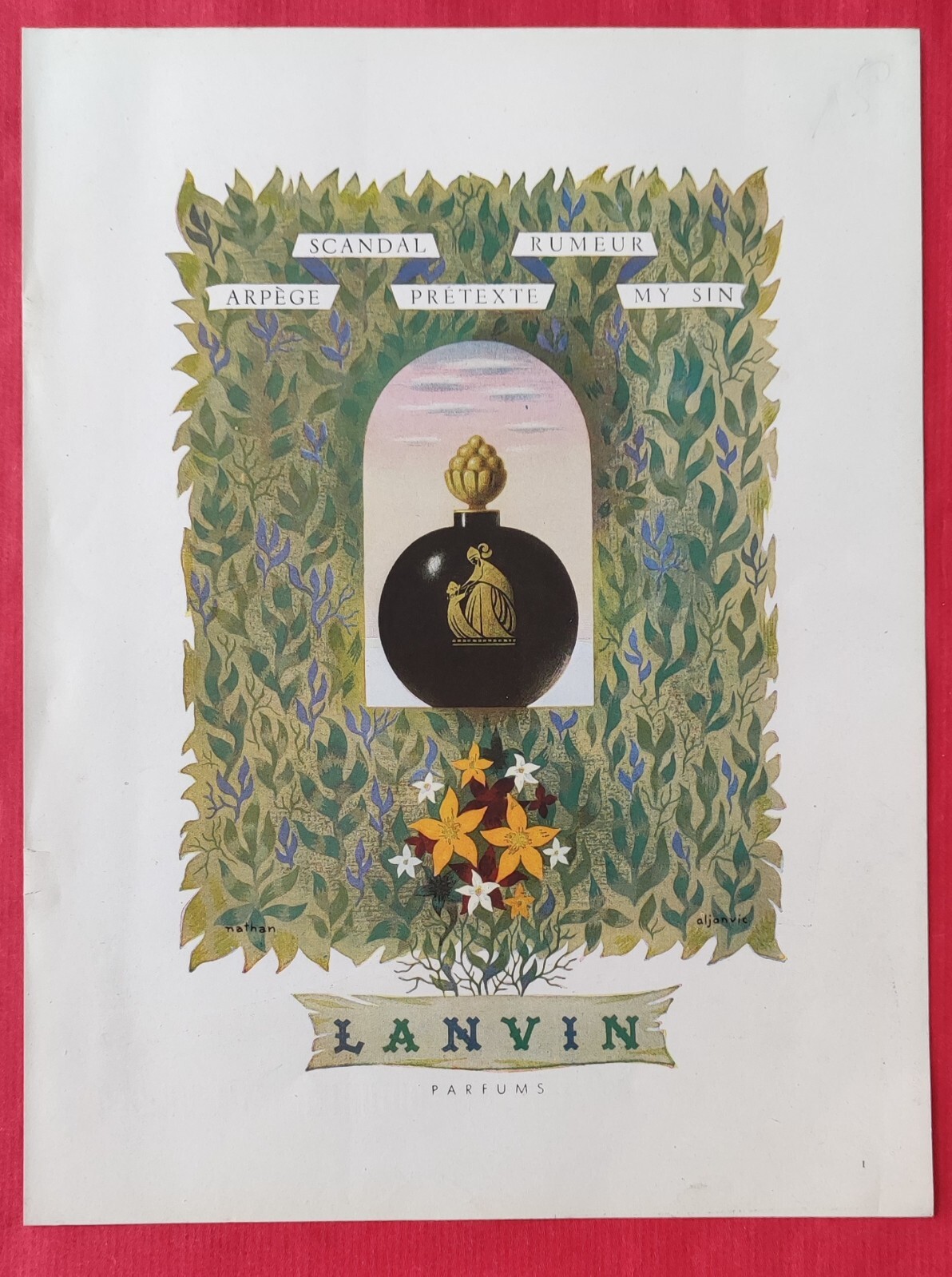 Press advertisement 1946 perfume LANVIN ill J NATHAN & Couture Sport Christian SERGE
