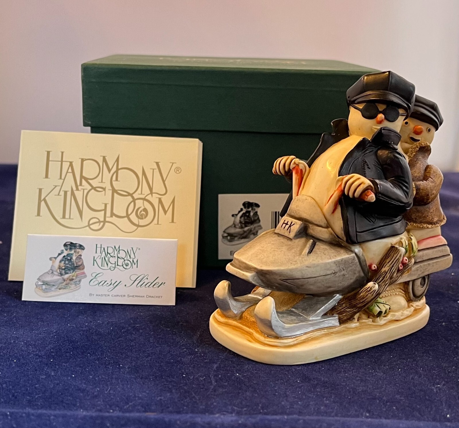 Harmony Kingdom ~ Easy Slider ~Snow Couple~ on Snow Machine Box Figurine~NIB