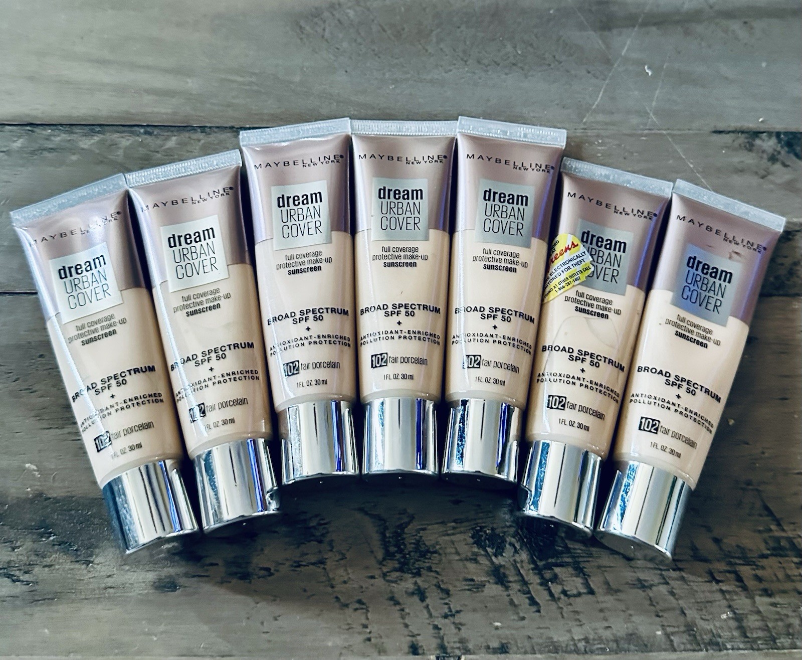 7x Maybelline Dream Urban Cover Full Coverage Foundation 102 Fair Porcelain 1oz