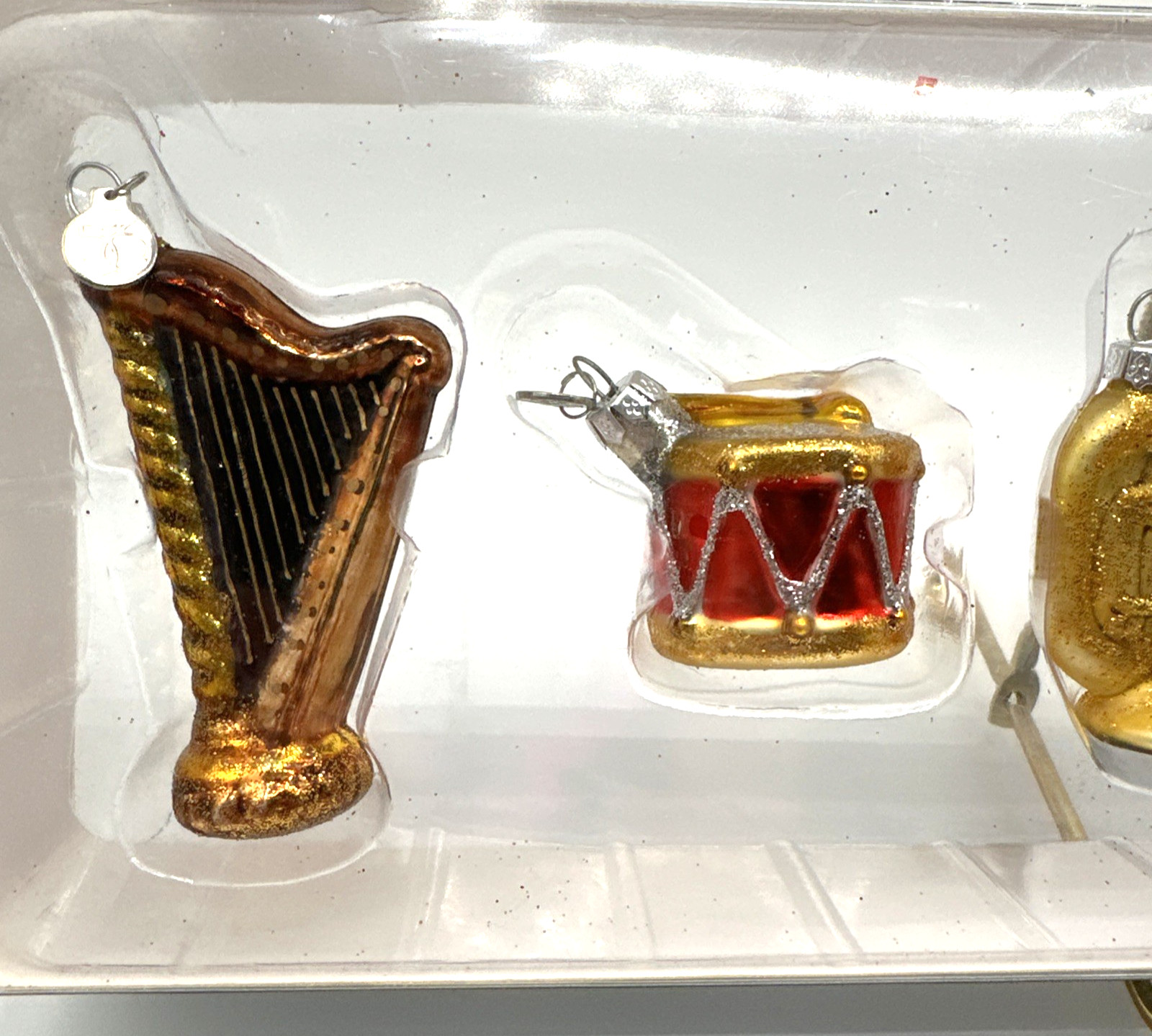 Dept 56 Tiny Trimmings Mini Glass Ornaments Musical Instruments Violin Harp Drum